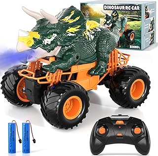 Bennol Remote Control Dinosaur Car for Boys Kids, 2.4Ghz RC Dinosaur Truck Toys for Toddlers, Electric Hobby RC Car Toys Triceratops with Light & Sound Spray for 3 4 5 6 7 8 Year olds Kids Boys Girls