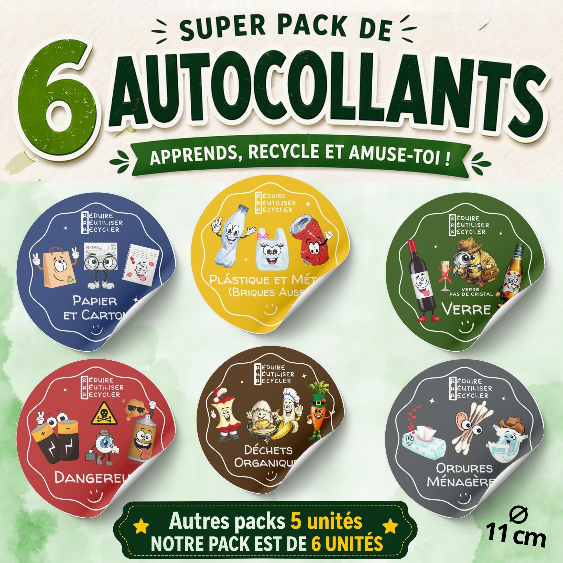 Lot de 60 autocollants Kawaii En vinyle imperméable Pour bouteilles d