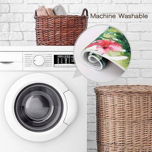 Miniatura 6 de LIVILAN Alfombra de baño verde, alfombra de baño de hojas, alfombra de baño tropical, alfombra de baño tropical, alfombra de baño de flamenco, 16 x