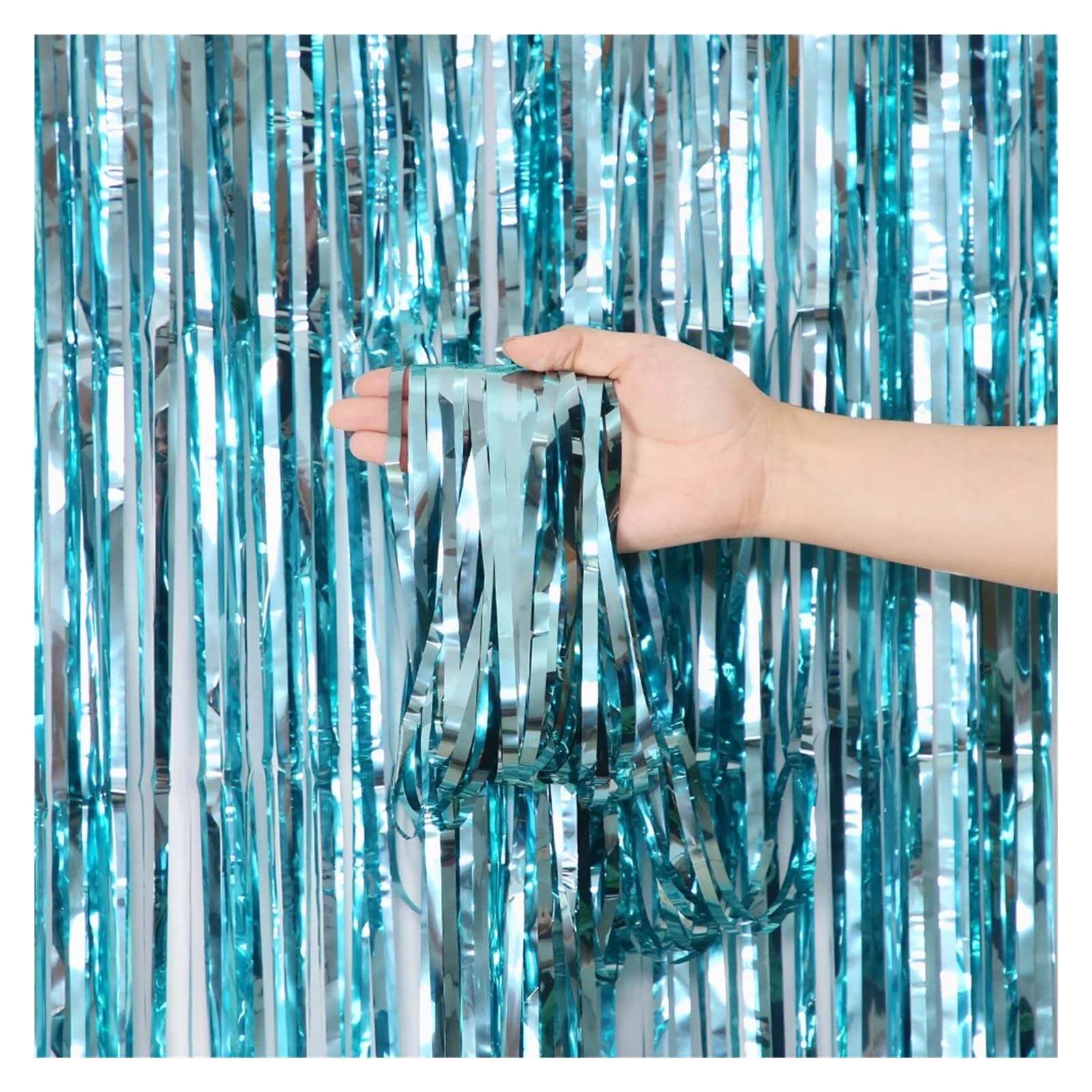 EnxJire Fringe Backdrop Curtain Tinsel Foil Fringe Curtains Photo Backdrop Streamers Curtain for Background(Color 21,2Pack-1X2M)
