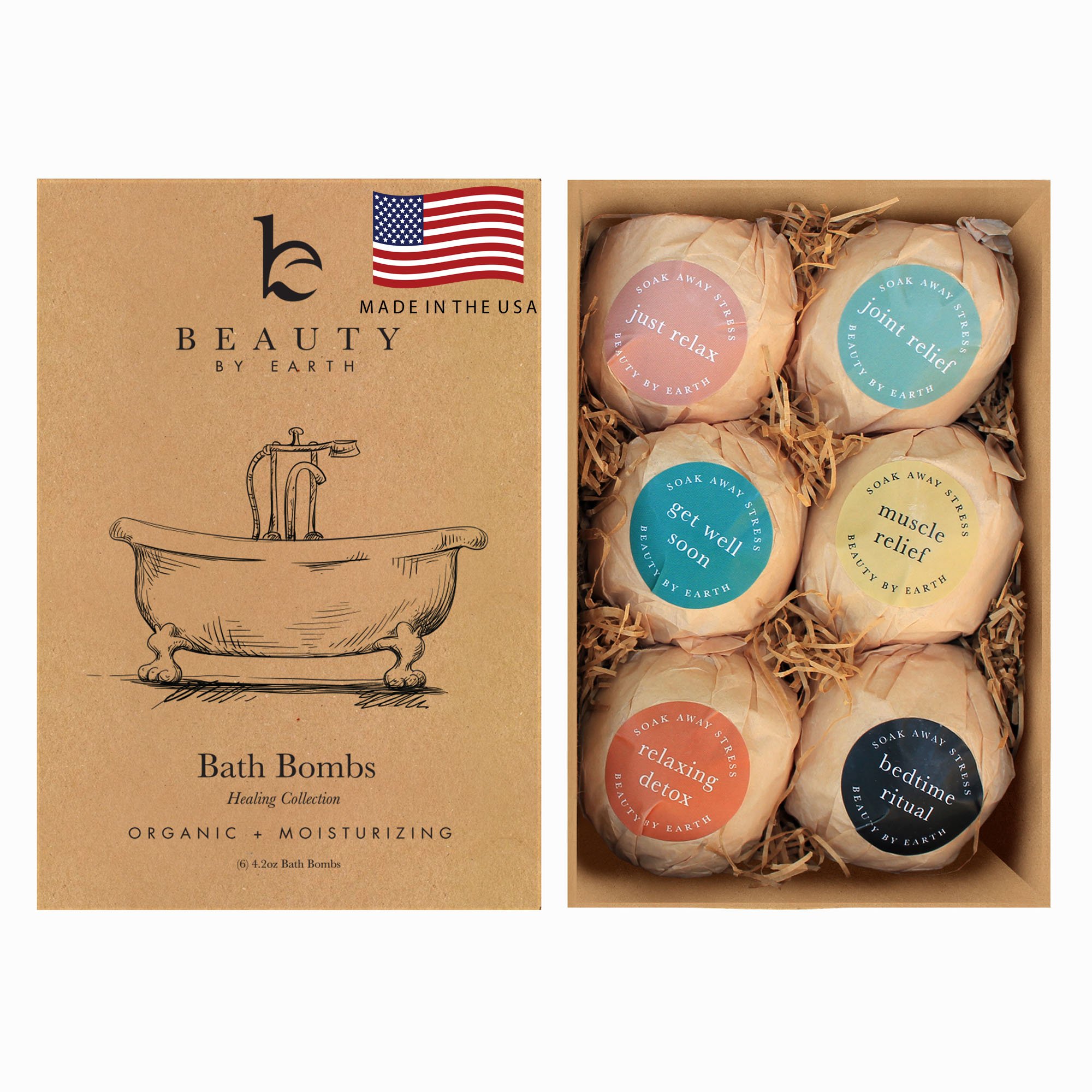 Bath Bombs Gift Set - 6 Large Natural & Organic, Birthday Gifts for Women, Bath Bomb Gifts for Her, Bath Bombs for Kids, Bath Bombs for Women With Shea Butter, Bath Salts and Essential Oil Scented