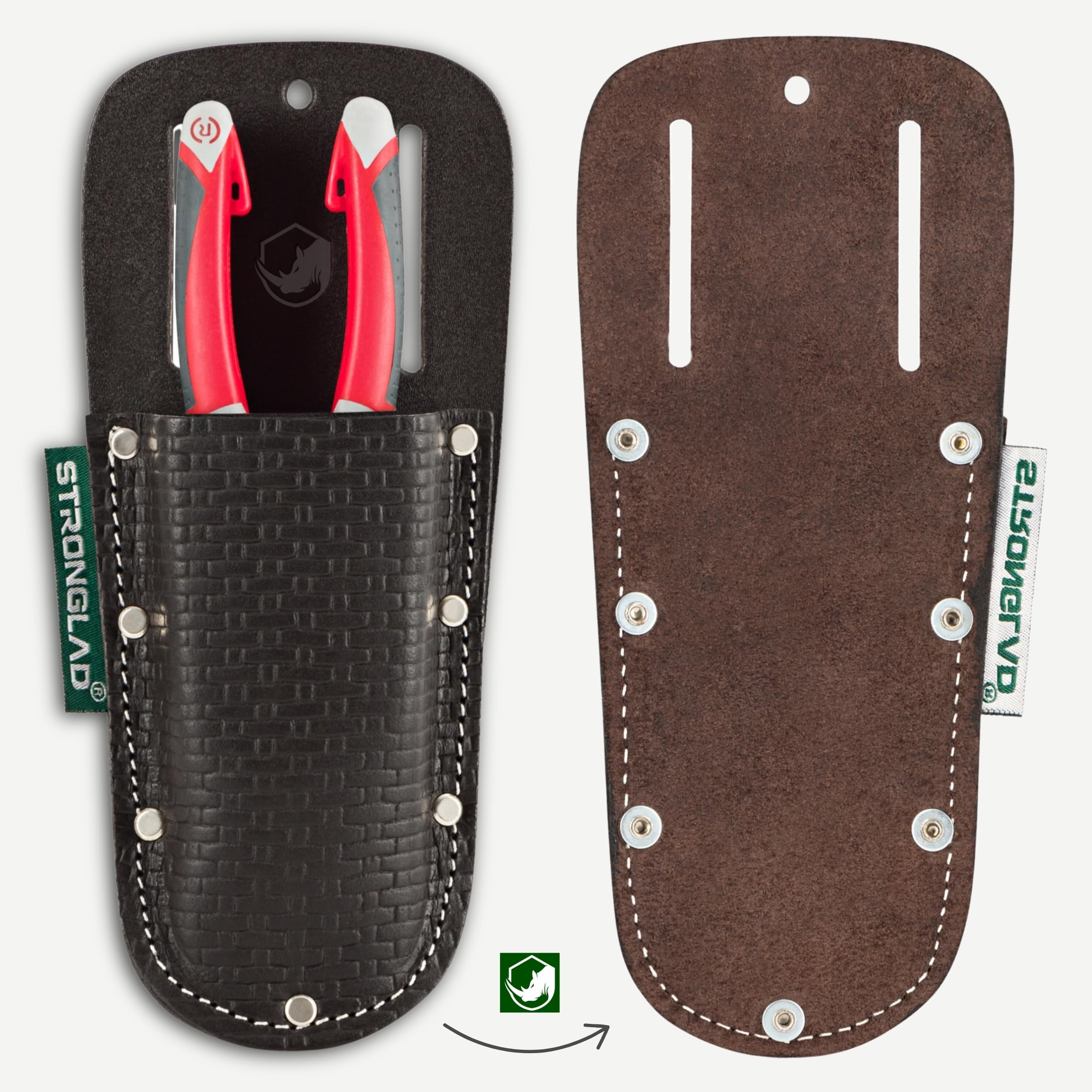 STRONGLAD Funda de piel de grano superior en relieve, accesorio para cinturones de herramientas y bolsas para electricistas, EPR4 marrón