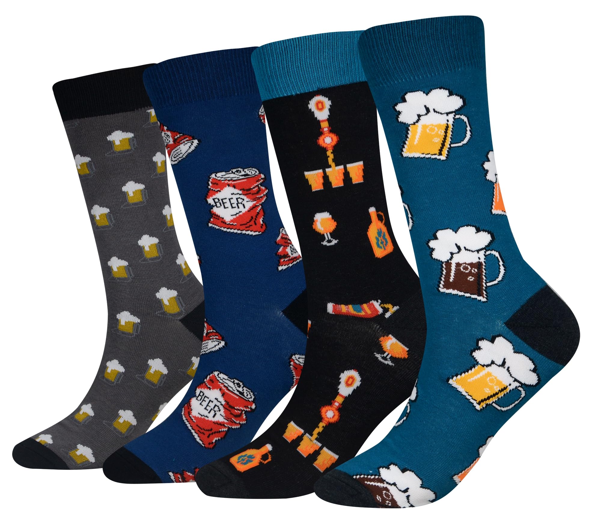 Cansok Men's EUR 42-46 Beer Gift Beverage Drink Socks Crazy Novelty Dress Crew Calf Socks (Beer)…