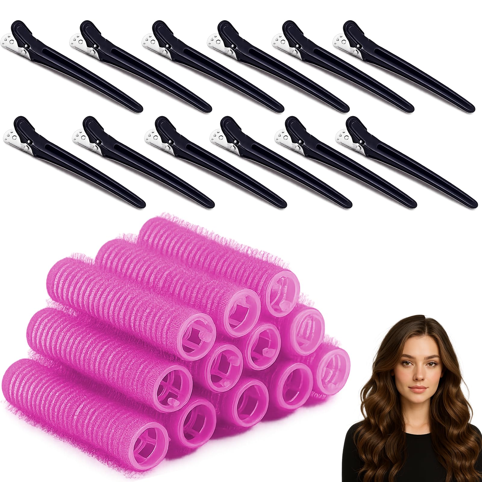 Hair Rollers, Self Grip Small Hair Curlers, Salon Hairdressing Curlers Roller with Clips Tools for Women (Random Color)