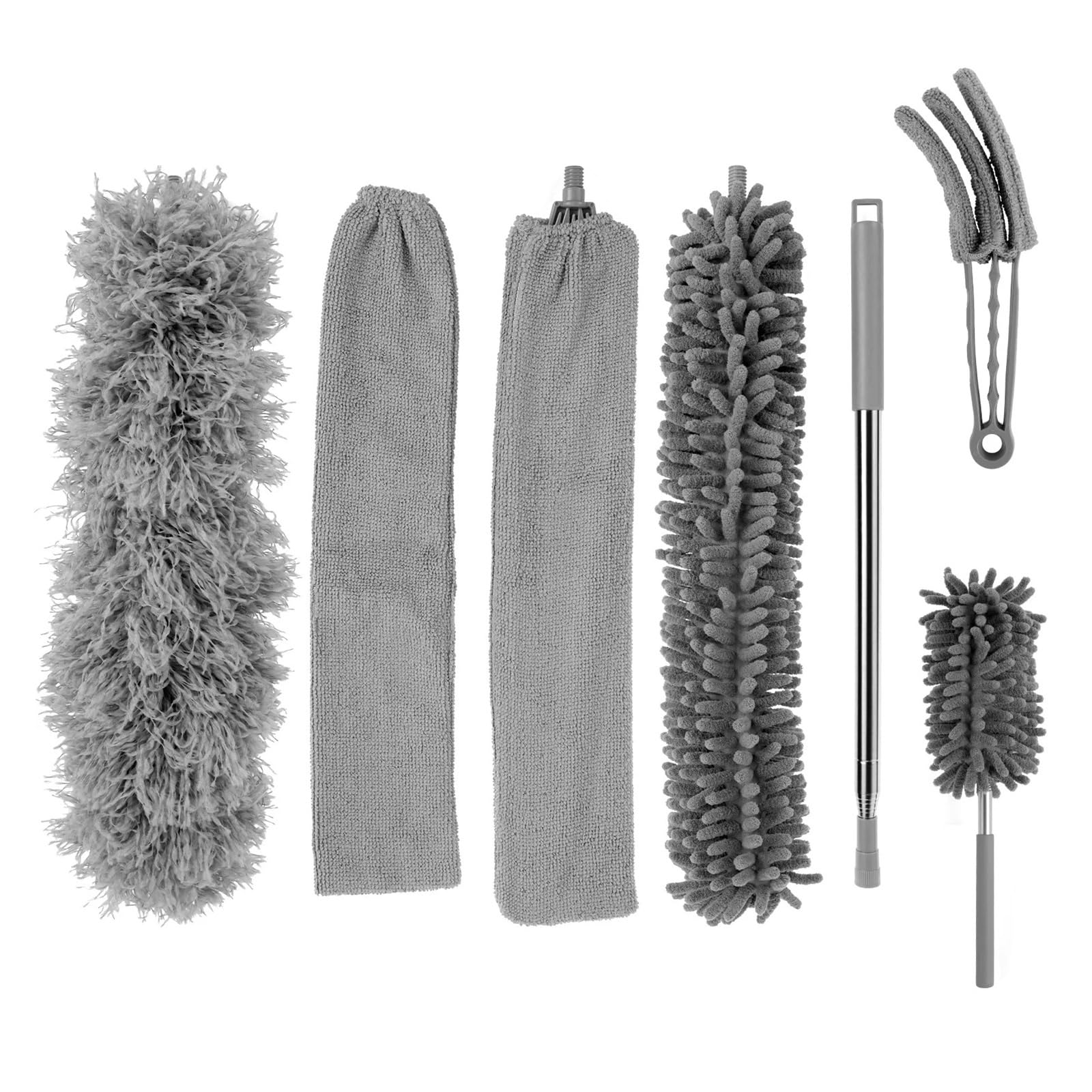Juego de 7 cepillos telescópicos for polvo, mango largo, for limpiar el hueco de la cama, sofá, mopa for quitar el polvo, accesorio de limpieza del hogar