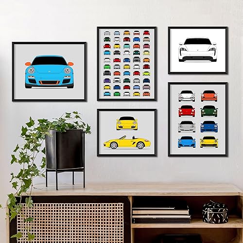 Miniatura 5 de Custom Car Posters Póster hecho a mano compatible con Porsche Boxster 987 (2004-2008) (perfil lateral), decoración de pared, impresión satinada de 8