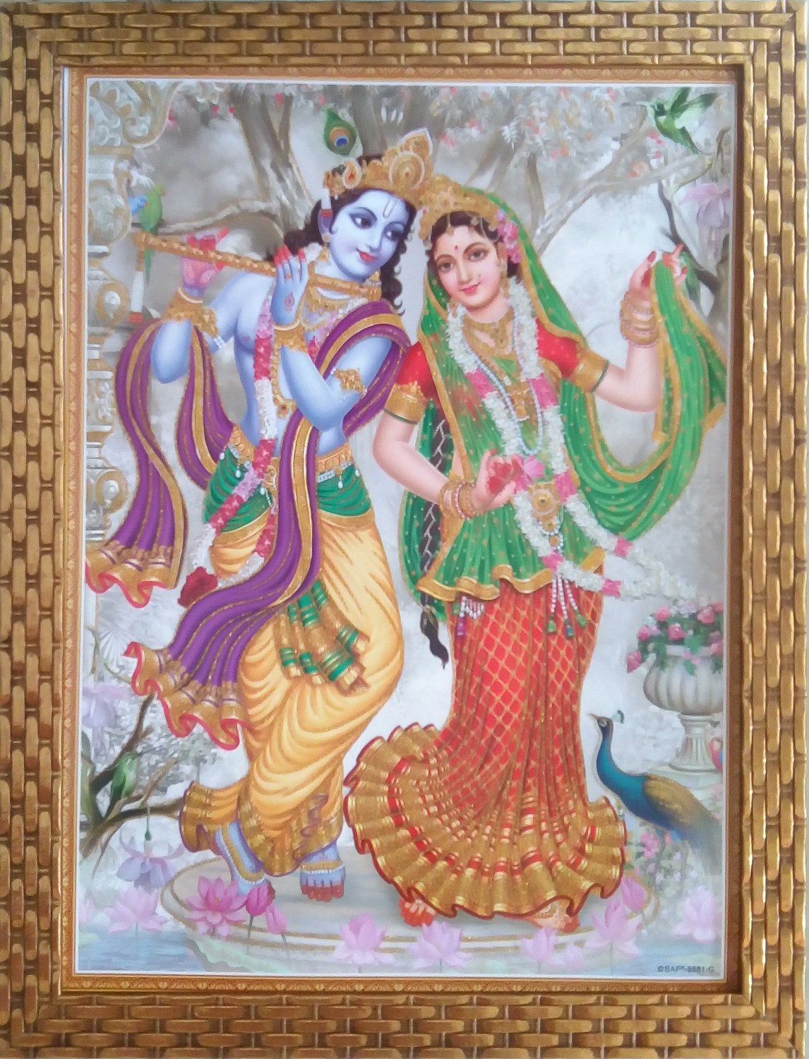 Shree Handicraft Religious Radha Krishna Painting with Frame Lord Krishna Paintings For Home Radha Krishna Photo Frame Radha Krishna Painting With Frame Radha Krishna Wall Painting Radha Krishna Painting Frames For Living Room Lord Krishna Frames Beautiful Paintings Radha Krishna Painting Framed (34.5 cm x 44.5 cm x 1 cm, Acrylic sheet used)