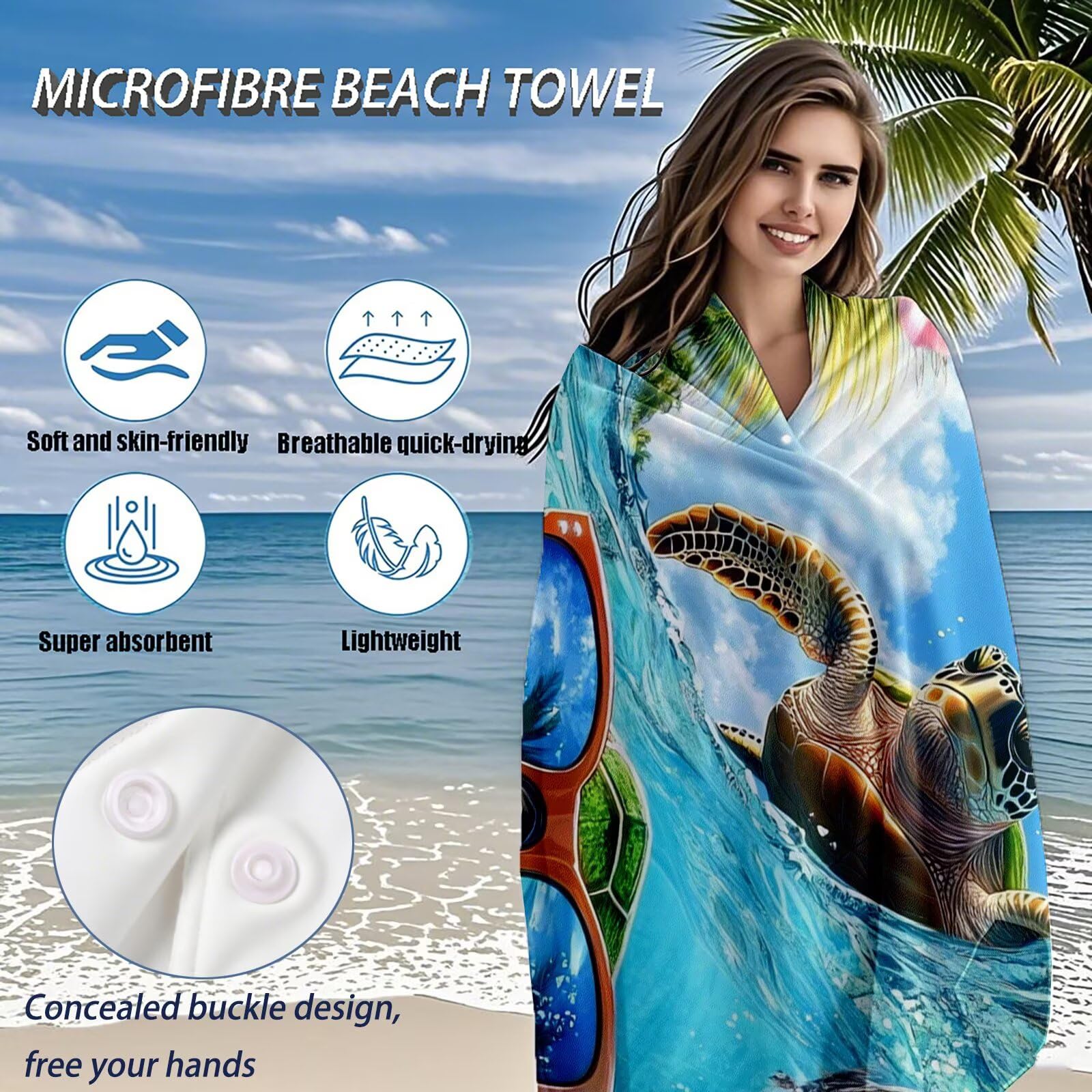 Telo Mare Microfibra, Telo Mare Grande 200 x 100 cm Set da 2, Antisabbia Asciugatura Rapida Assorbente Salvietta da Spiaggia Asciugamano per Palestra Piscina Viaggi Sport Picnic, Regali Donna Q-755