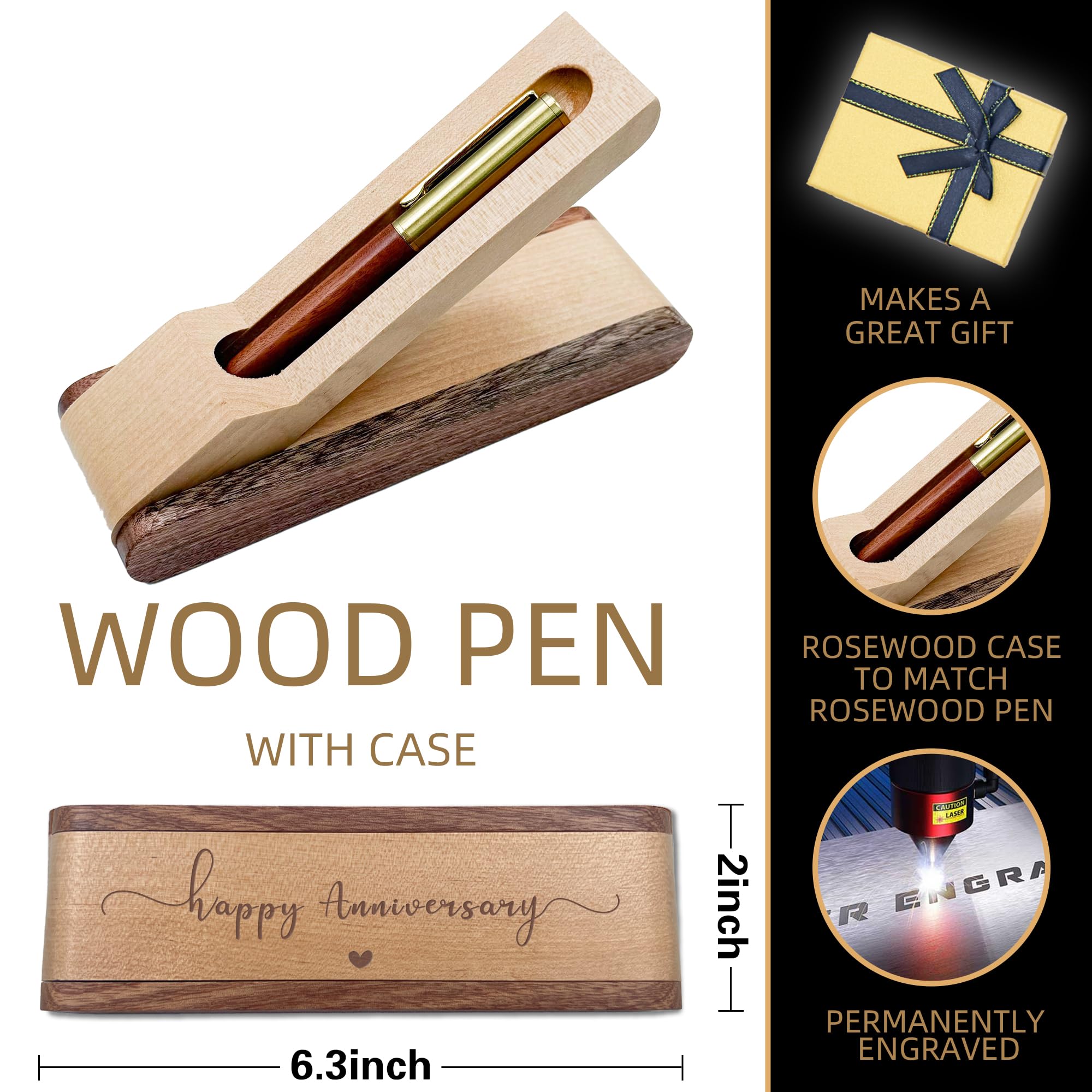 8th Anniversary Ballpoint Pen Set Gift for Couple, 8 Year Bronze Anniversary Keepsake, 8 Year Anniversary Wedding Gifts for Wife, Husband, 8 years Marriage Gift Executive Pen Present for Men Women