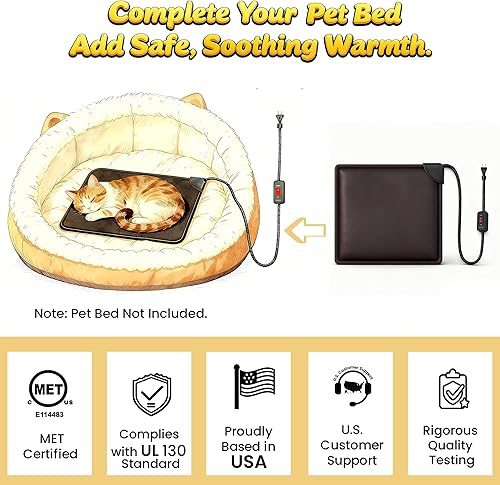 Miniatura 2 de Calentador de cama para gatos de 10 x 9.5 pulgadas, inserto de almohadilla térmica para interiores para gatos, gatitos y perros pequeños, convierte