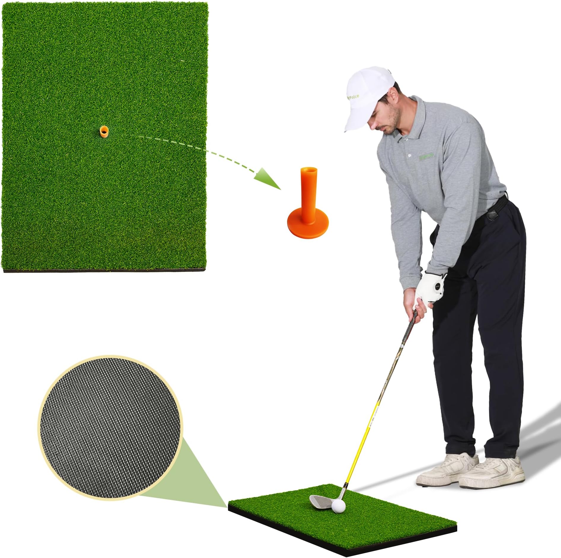 Upgrade Multi-Function Golf Hitting Mat – MyVoice 5x4ft Thickened Mat with Interchangeable Turf, Durable Non-Slip Base for Indoor & Outdoor Practice, Ideal for Golfers of All Levels