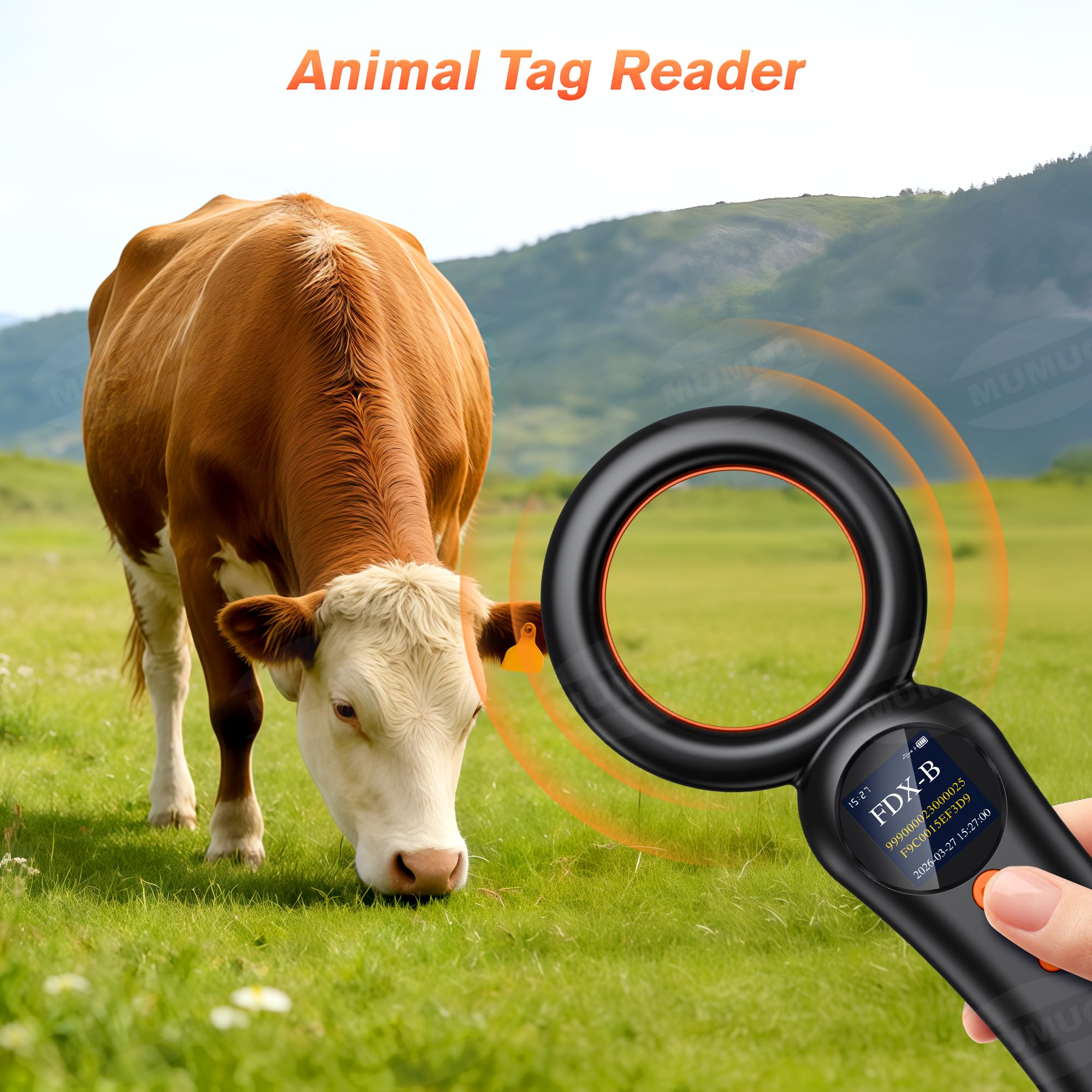 Lecteur de Puce électronique pour Animaux, Compatible FDX-B (ISO11784/85) et EMID – Scanner Puce Chien Chat NAC avec mémoire intégrée pour 500 enregistrements et écran LCD 1,44 Pouce
