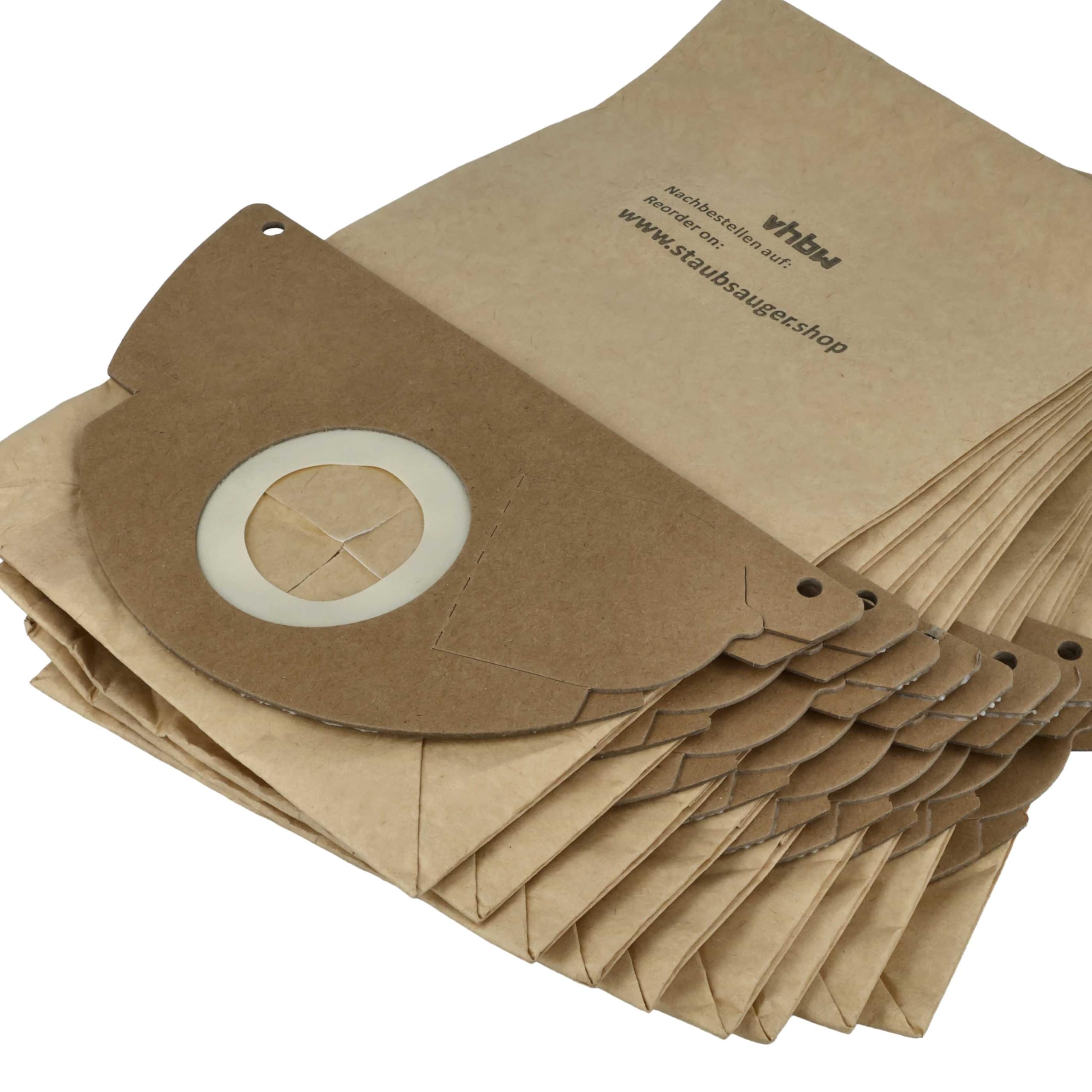 vhbw 10x sacs compatible avec Kärcher 2101 | 2101 / TE, 2105, 2111, 2301, 4000 Plus / TE, A 2101, A 2111 aspirateur - papier, marron