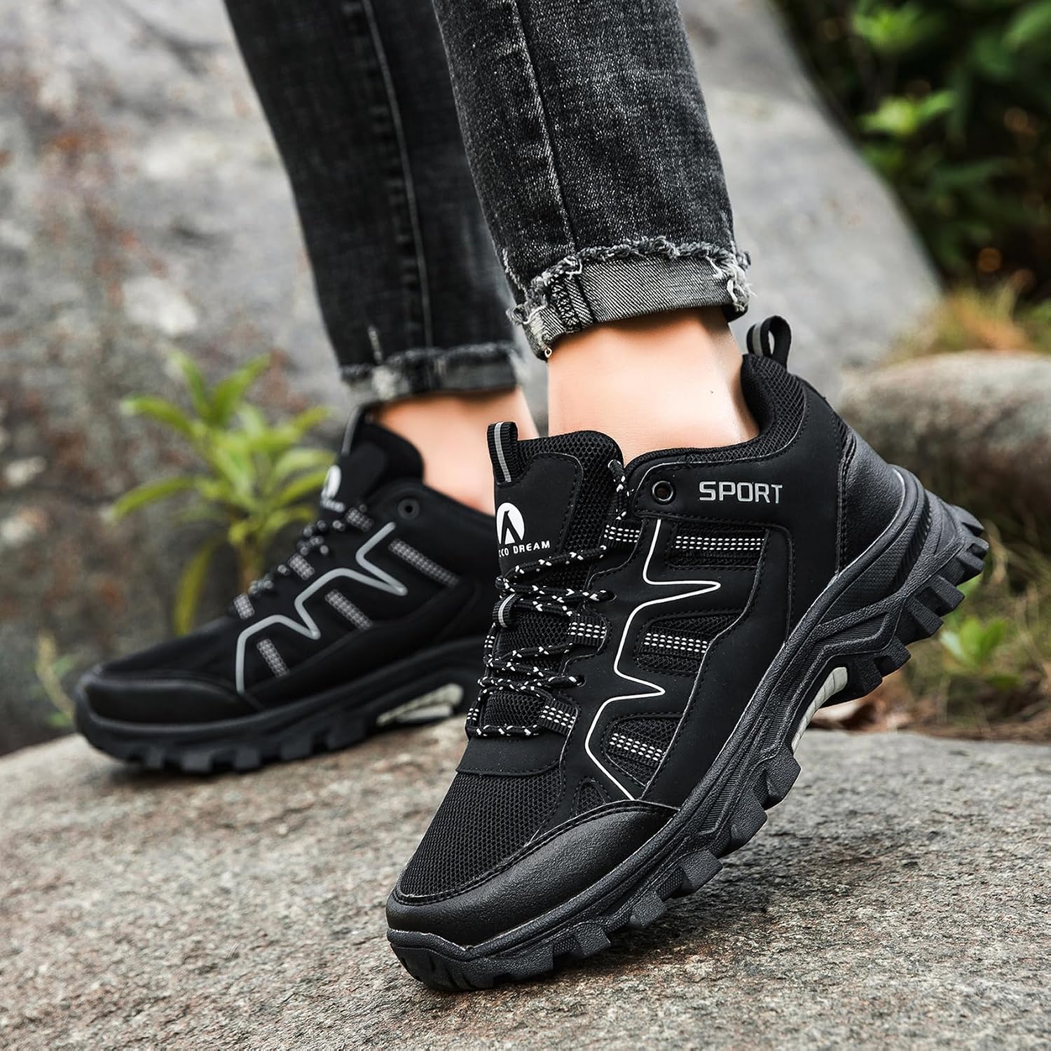 Hiking Shoes Men's Women's Walking Shoes Lightweight Breathable Trekking Trails Trainers Outdoor Backpacking Camping Sneaker