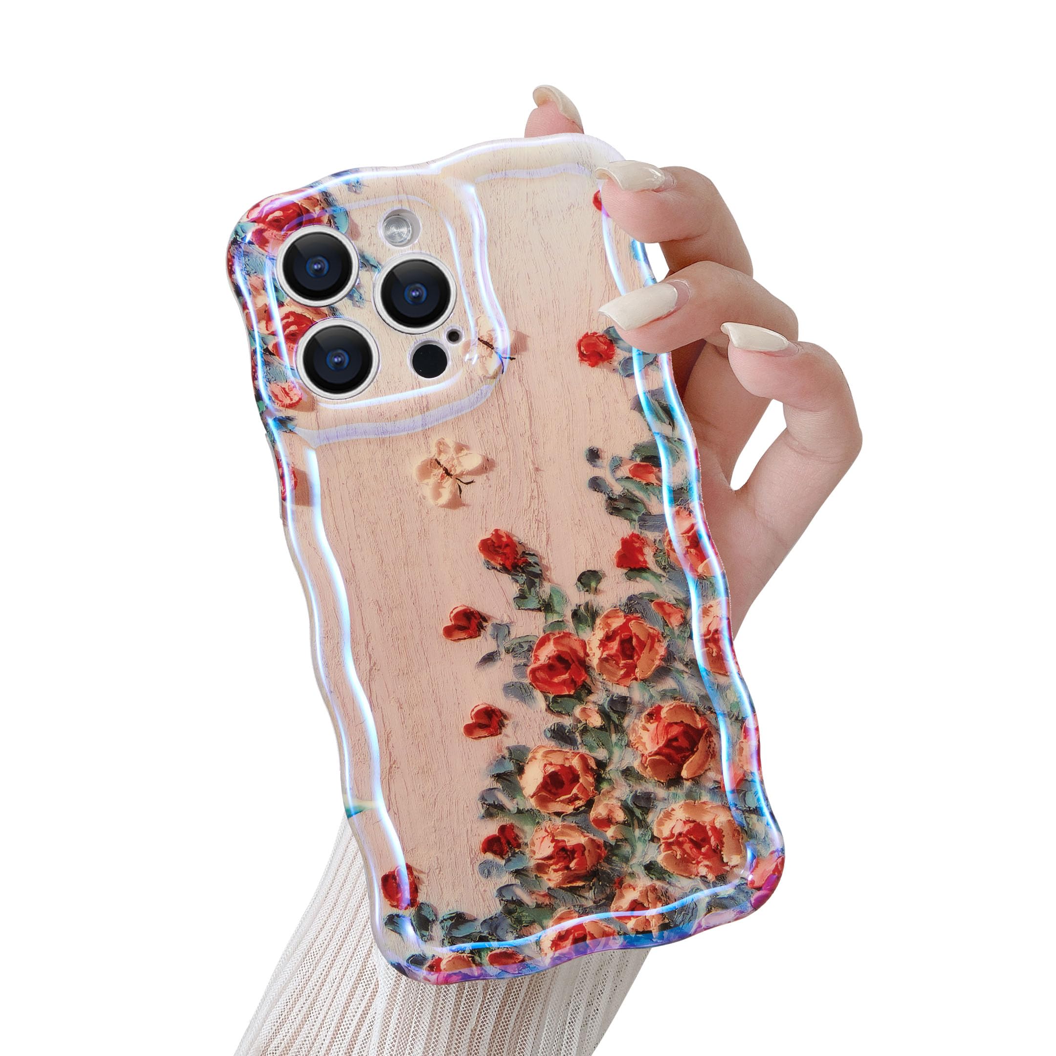 Coque iPhone 12 Pro Max beige à motif fleur vintage QLTYPRI - 8