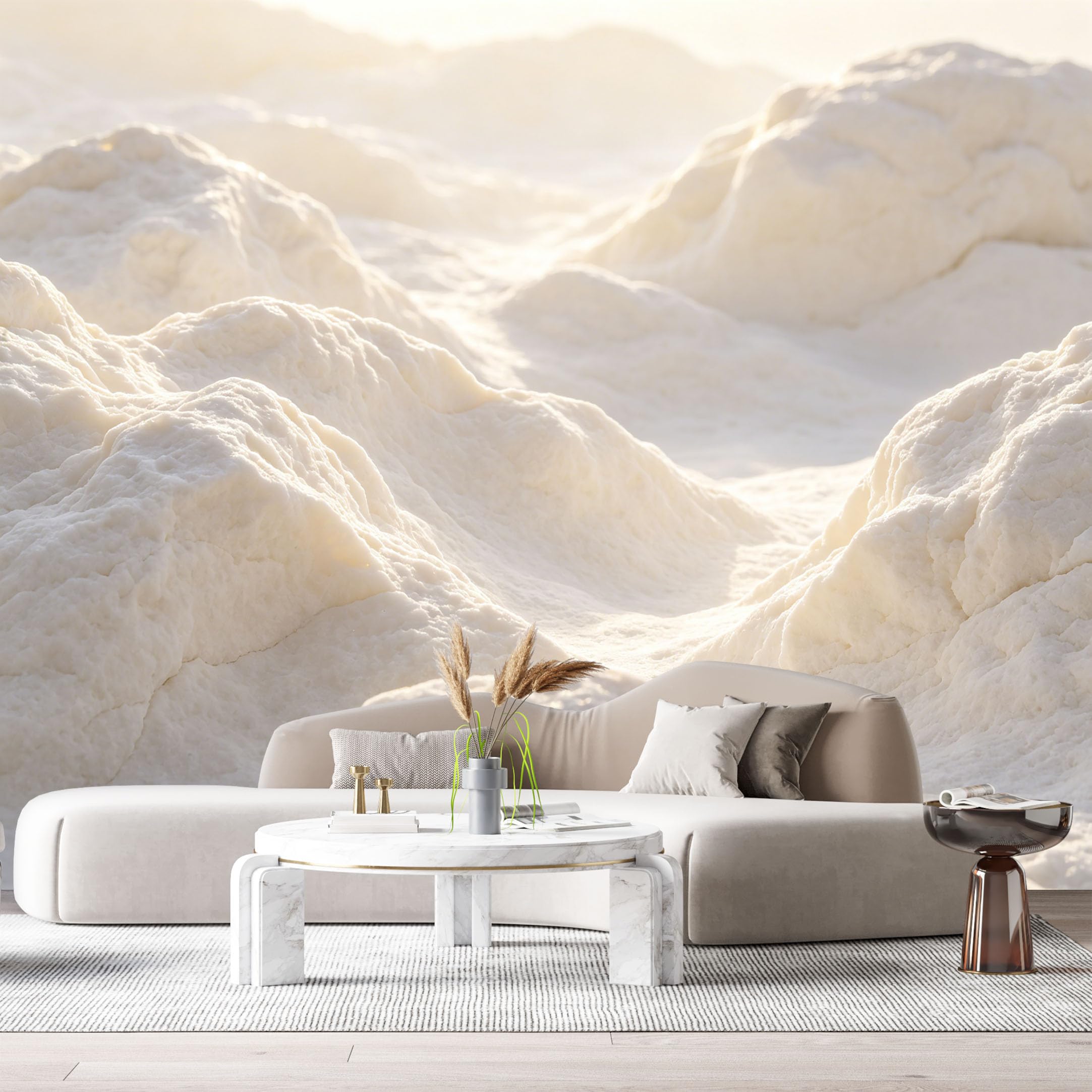 Custom Size Wall Murals Minimalist Abstract Textured White Sand Dunes Natural Landscape SelfAdhesive Wall Fabric Removable Large Wallpaper for Photo Living Room