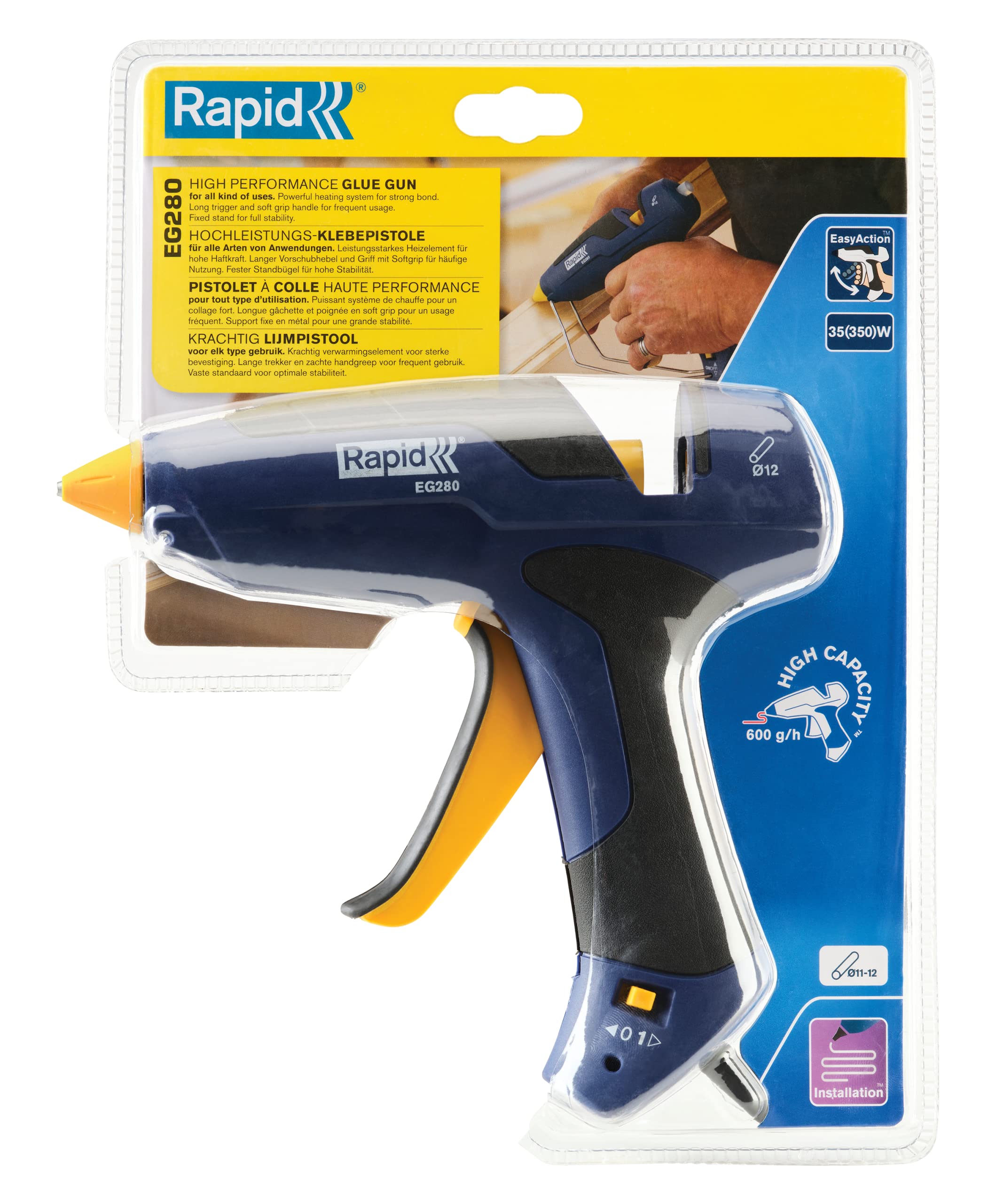 Rapid EG280 5000444 Pistolet à colle chaude Bleu Diamètre 12 mm