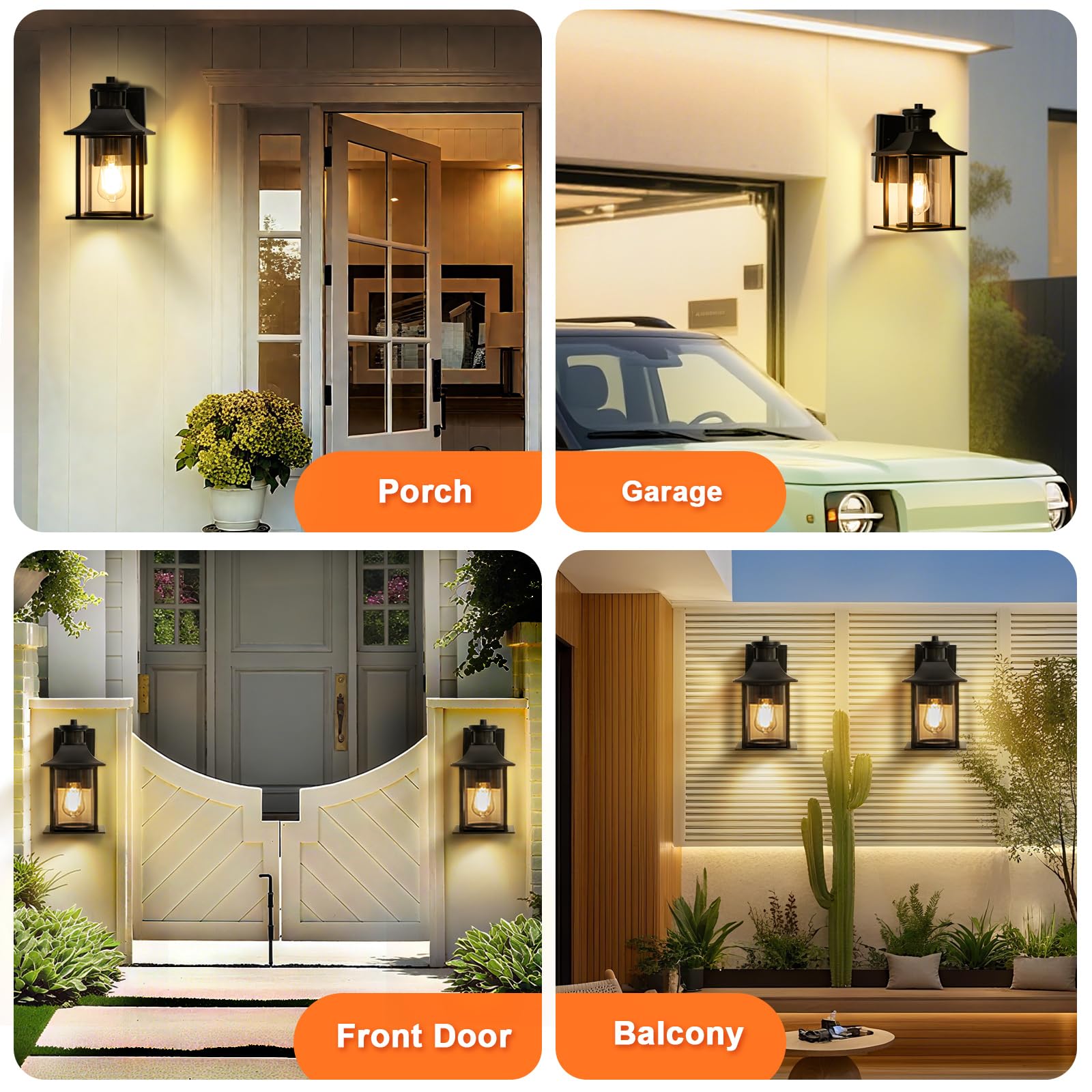 LMP Aussenlampe Außenlampe mit Bewegungsmelder, Retro Wandleuchte Wandlampe aussen außen, Schwarz LED Außenleuchte Wand Aussenleuchte Dämmerungssensor Ausenbeleutung Hauswand, 1x E27 Glühbirne
