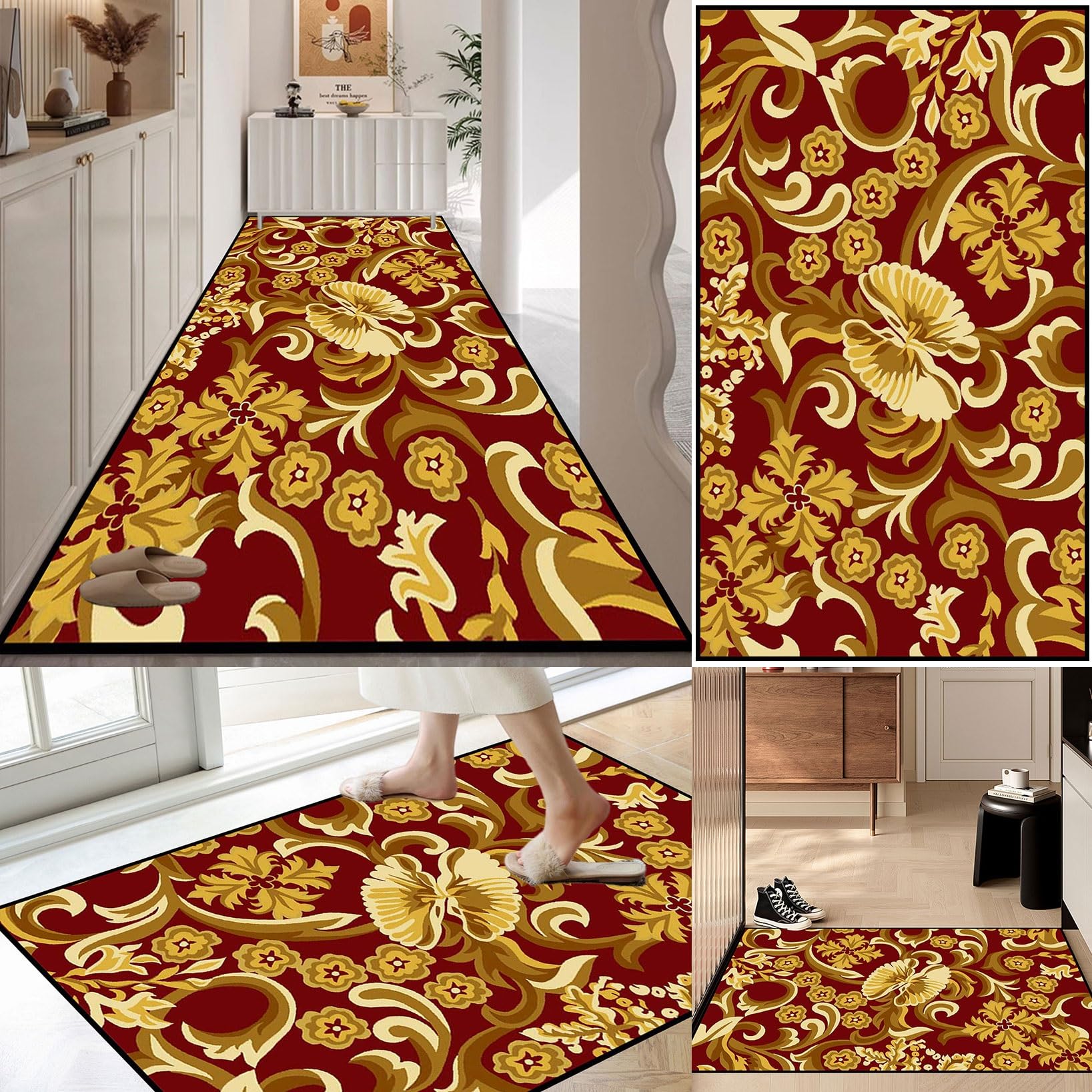 Tapis de couloir moderne 50 x 220 cm lavable en machine pour salon et chambre