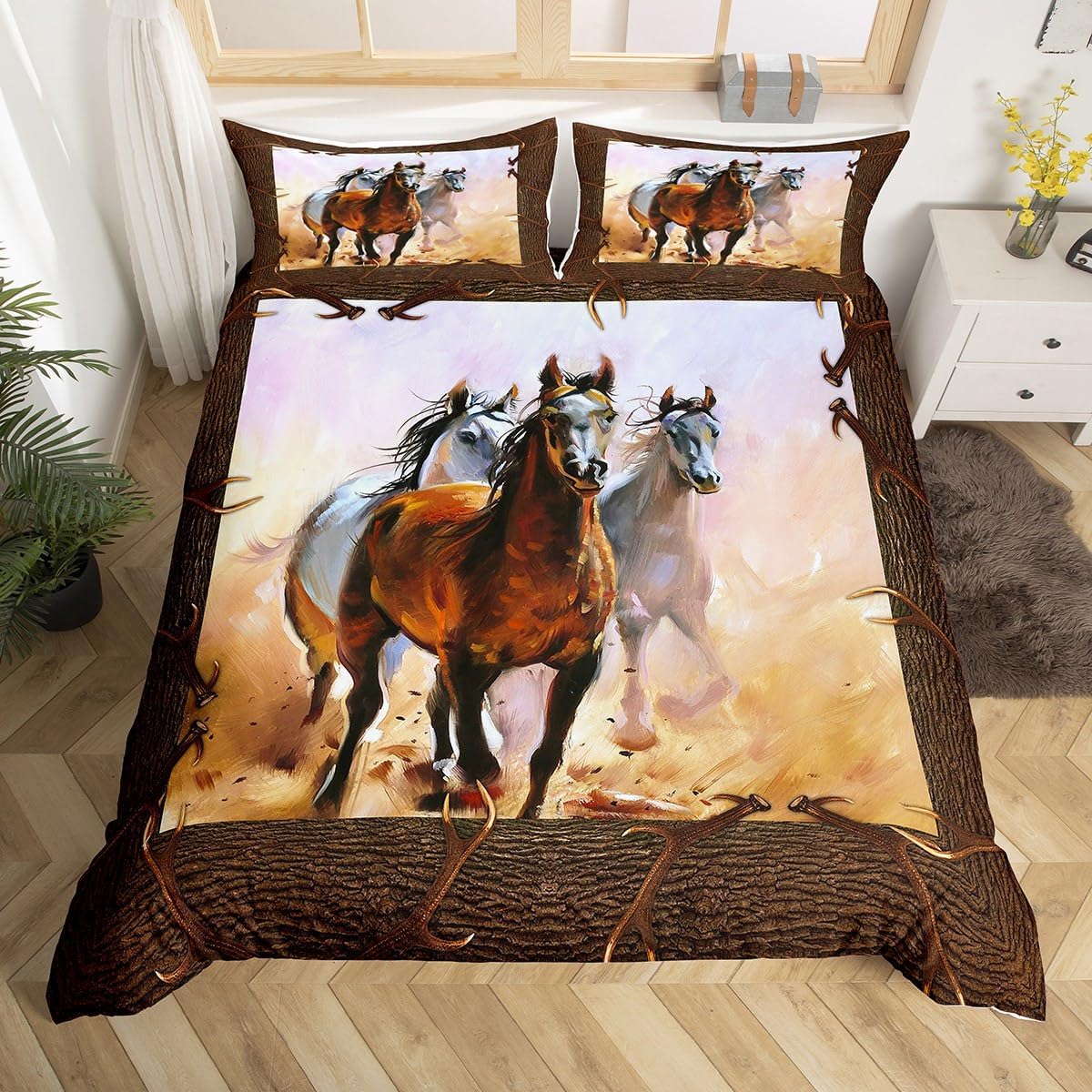 Erosebridal Horse Bed Set Farm Animal Duvet Cover