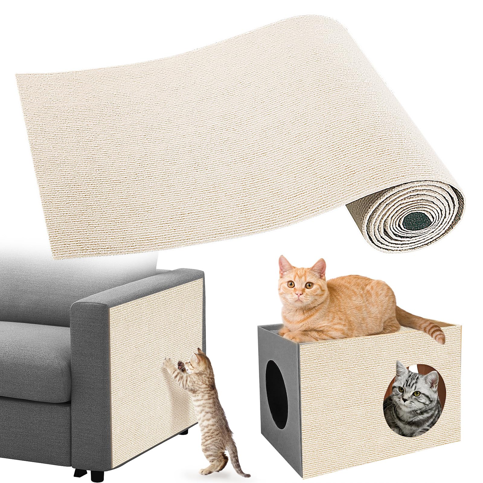 Gimars Tiragraffi Divano,Autoadesivo Tabella Tiragraffi per Gatti, Protezione Divano Graffi Gatto,Tappetino Tiragraffi per Gatti,Proteggi Divano Gatti Graffi, Facile da Tagliare 200cm×40cm