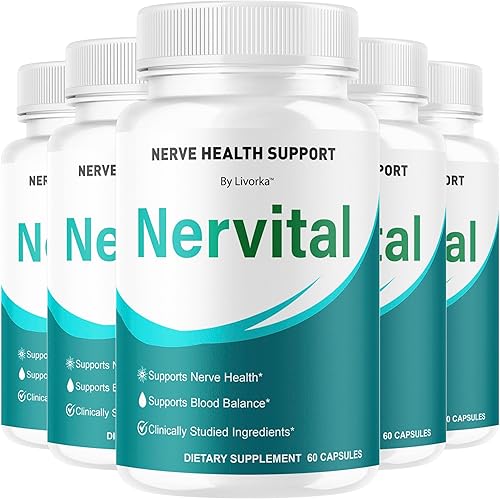Paquete de 5 cápsulas Nervitales, fórmula oficial Nervital Advanced Premium Support para la salud nerviosa, suplemento nervioso natural vitaminas