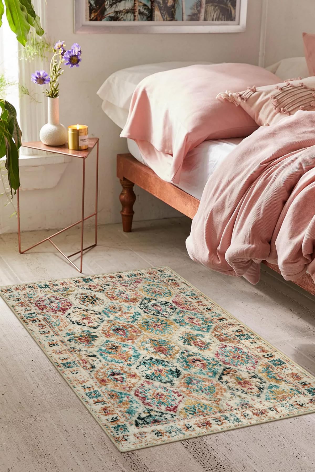 Waschbarer Teppich Für Eingangsbereich – 60x90 Cm, Rutschfest, Weich, Marokkanisches Rankgitter-Muster, Fusselfrei