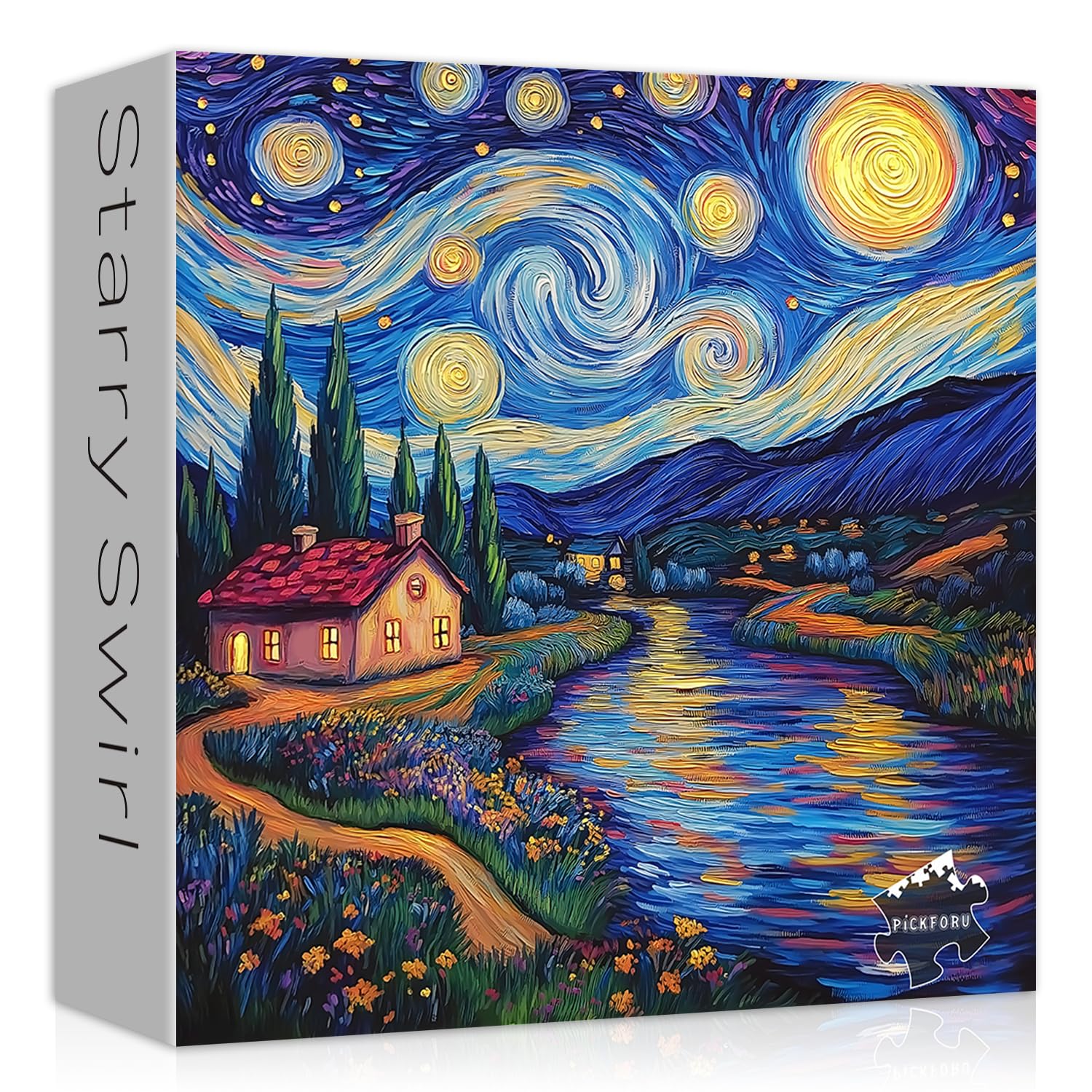 Starry Night 1000 Piece Puzzle, Van Gogh Art Jigsaw Puzzle, Nature Landscape Scenic Puzzle for Adults