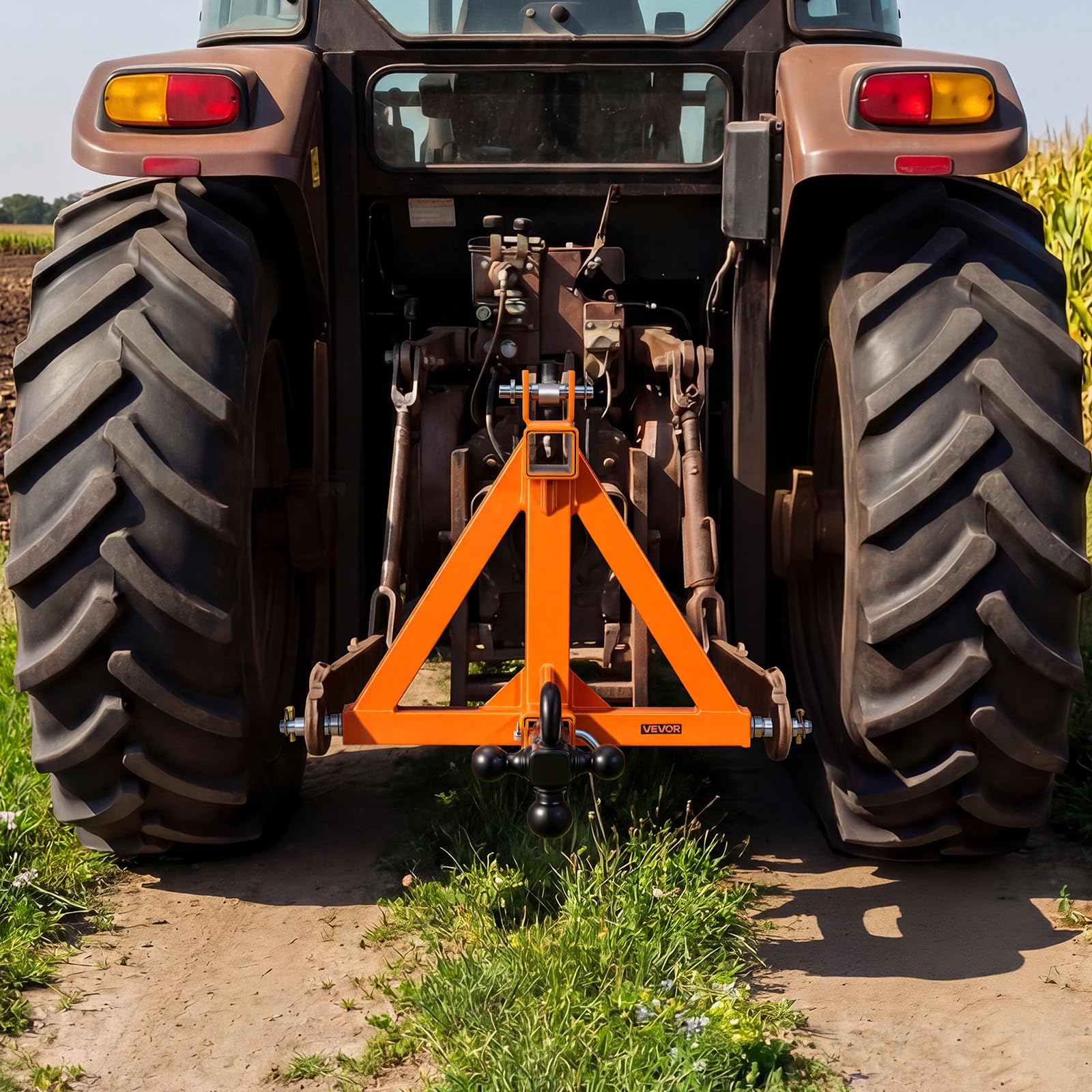 VEVOR Enganche de Remolque de 3 Puntos, Boca de 508 mm, Adaptador de Acoplamiento con Gancho y Bolas de Remolque, para Tractores de Categoría 1 Kubota Mahindra Ford Yanmar John Deere Massey Ferguson