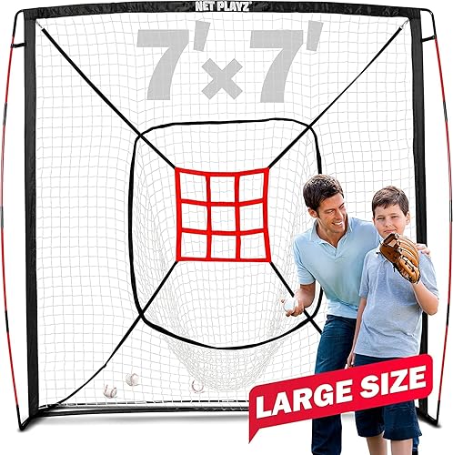 Miniatura 8 de NET PLAYZ Red de práctica de béisbol y sóftbol de 5 x 5 pies similar al marco de lazo, ideal para todos los niveles de habilidad, desplegable y