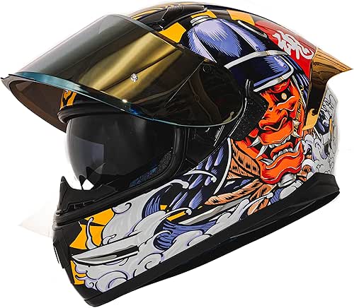 HAX Obsidian Full Face Dual Visor Adult Motorcycle Helmet for