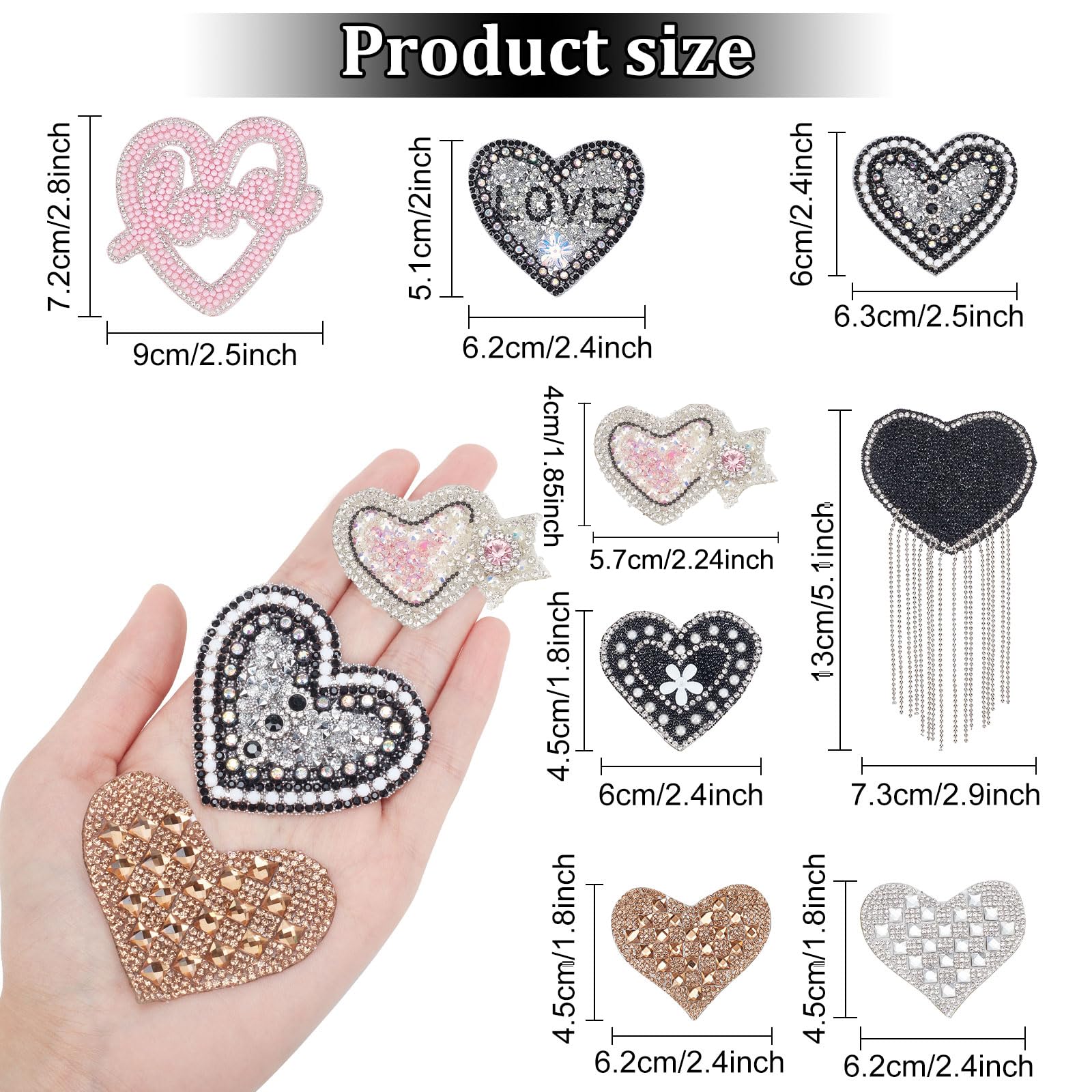 Toppa Ricamata A Forma Di Cuore Con Perline E Paillettes | Decorazione Per Abiti E Lavori Di Cucito - Foto 12