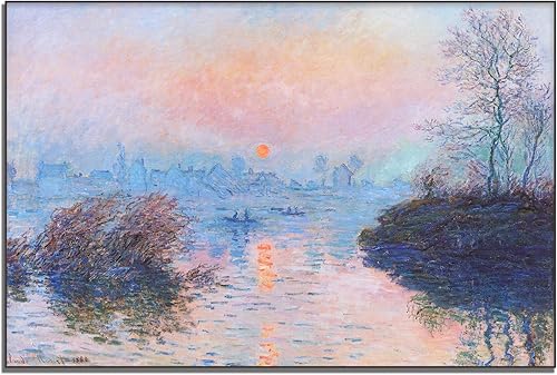 Miniatura 1 de Claude Monet - Póster de pared con diseño de puesta de sol en el sena en Lavacourt, efecto invernal, arte impresionista, naturaleza, paisaje,