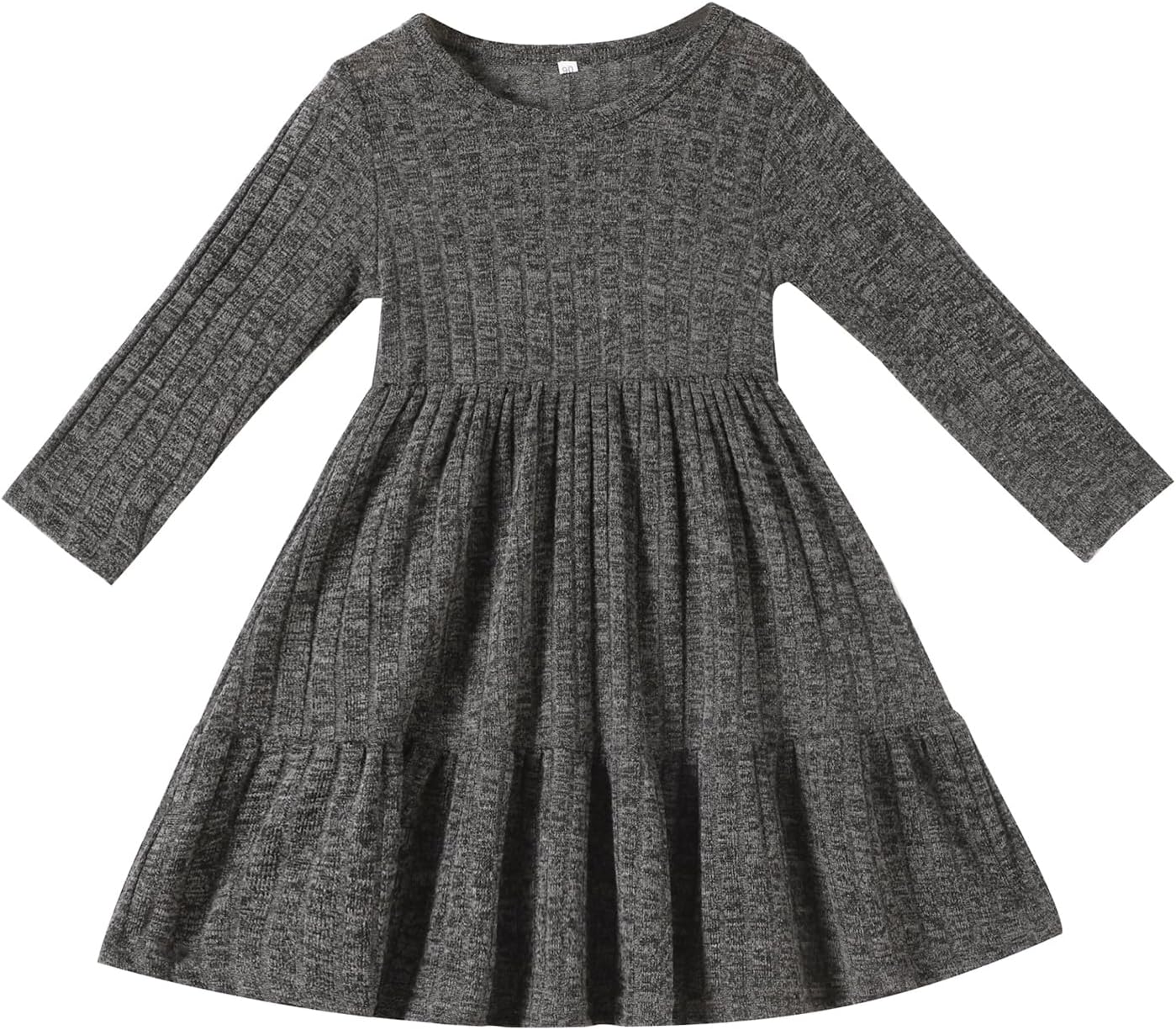 Toddler Baby Girl Long Sleeve Dress Girls Knit Sweater Dresses Tiered Kids Swing Holiday Clothes Fall Winter