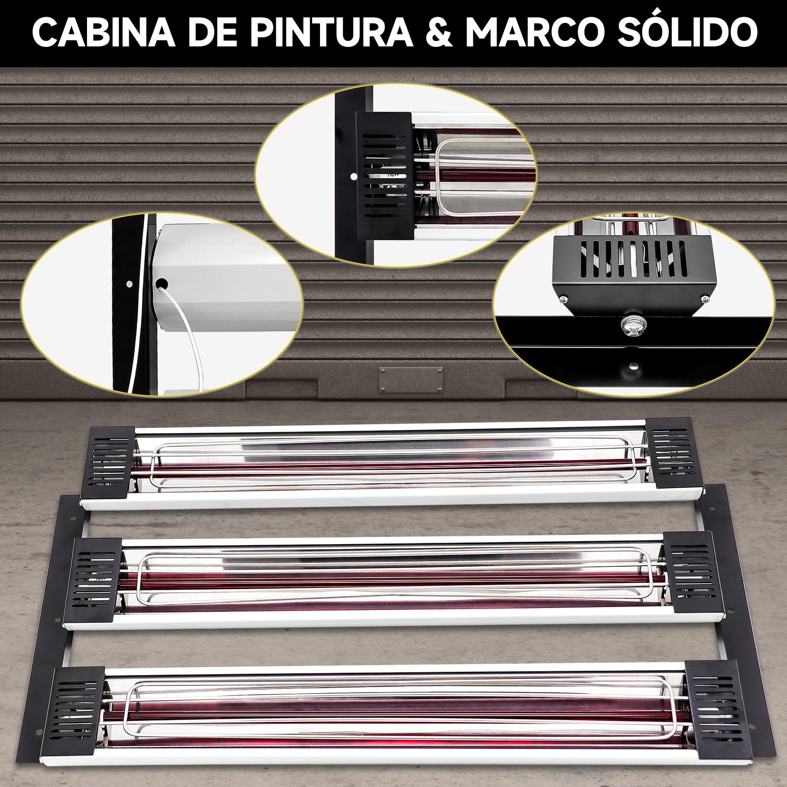 DATOUBOSS Lampara infrarrojos pintura, Lámpara de Pintura Infrarroja de 3000 W, Spray/Cabina de Horneado Lámpara Calentador de Curado de pintura infrarro adecuado para pintar automóviles (KF-3000W)