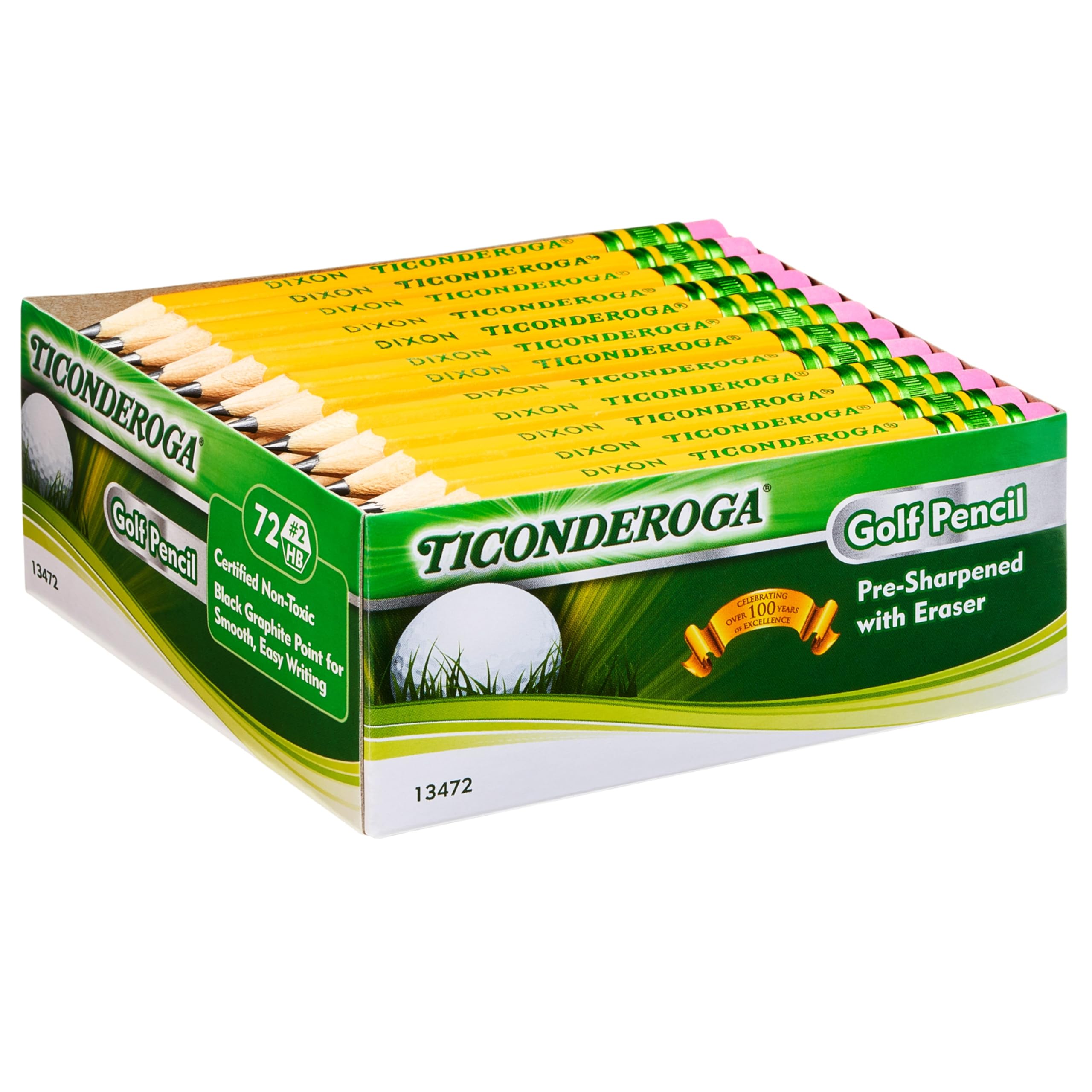 Ticonderoga DIX13472 Golf Pencil, Yellow (72 Count)