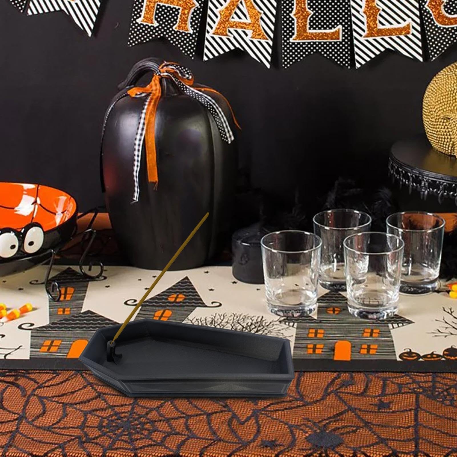 Bruciatore Di Incenso A Forma Di Bara In Stile Gotico - Stampato In 3D, Nero - Per Aromaterapia E Decorazione Horror - Regalo Halloween - 4