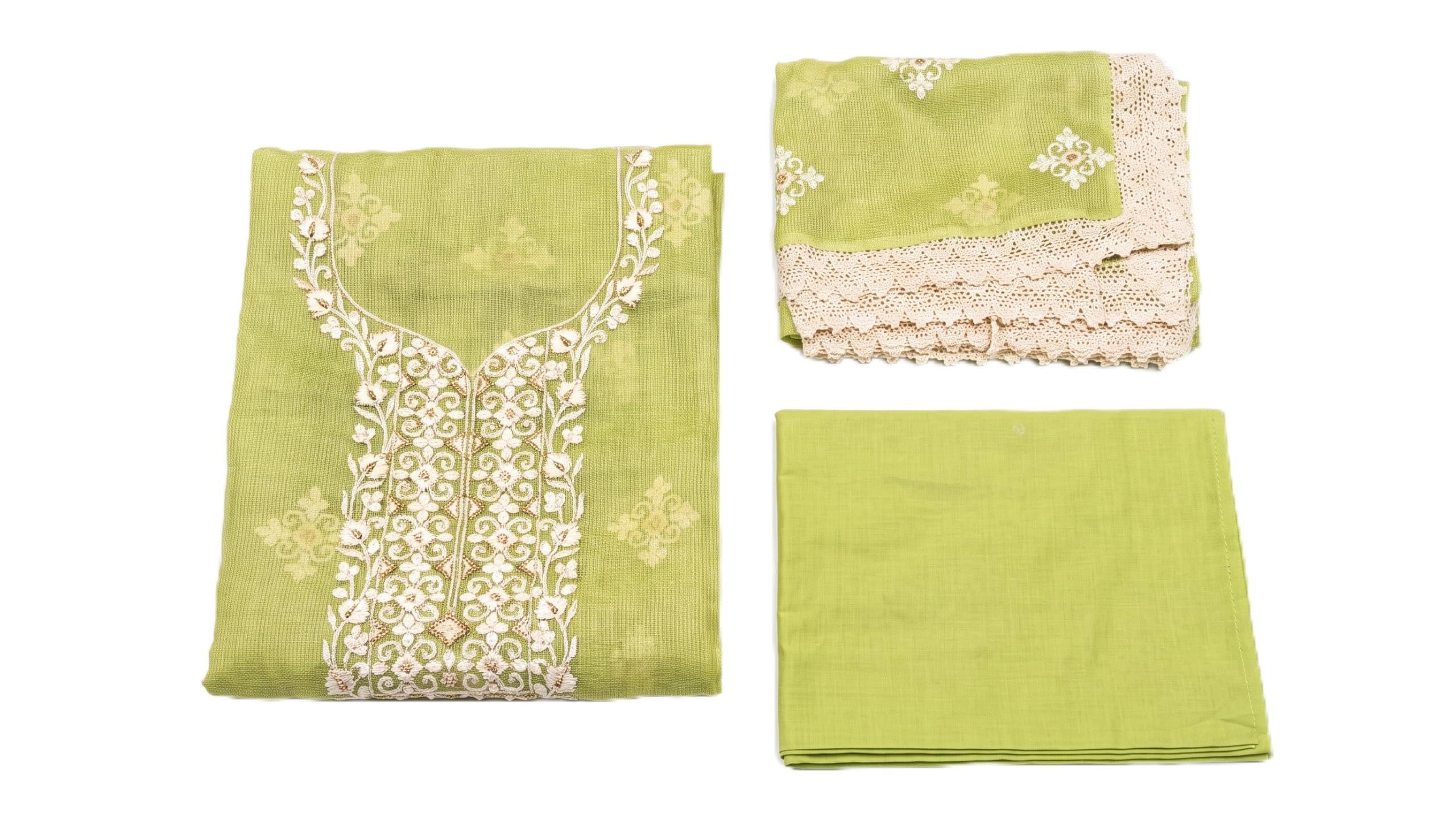 Unstitched Pakistani Suit with Lace Stole Dupatta-picture-40