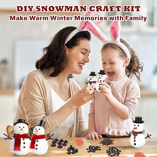 Miniatura 3 de Outivity Kit de 200 piezas de muñeco de nieve para niños, kit de decoración de muñeco de nieve incluye 20 mini sombreros, 20 botones de nariz de