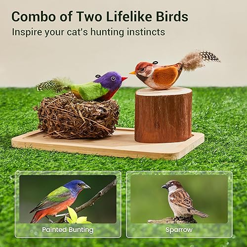 Miniatura 6 de Potaroma Paquete de 2 juguetes para gatos con hierba gatera SilverVine, tweets interactivos realistas, gatito para interiores y gatos, ejercicio de