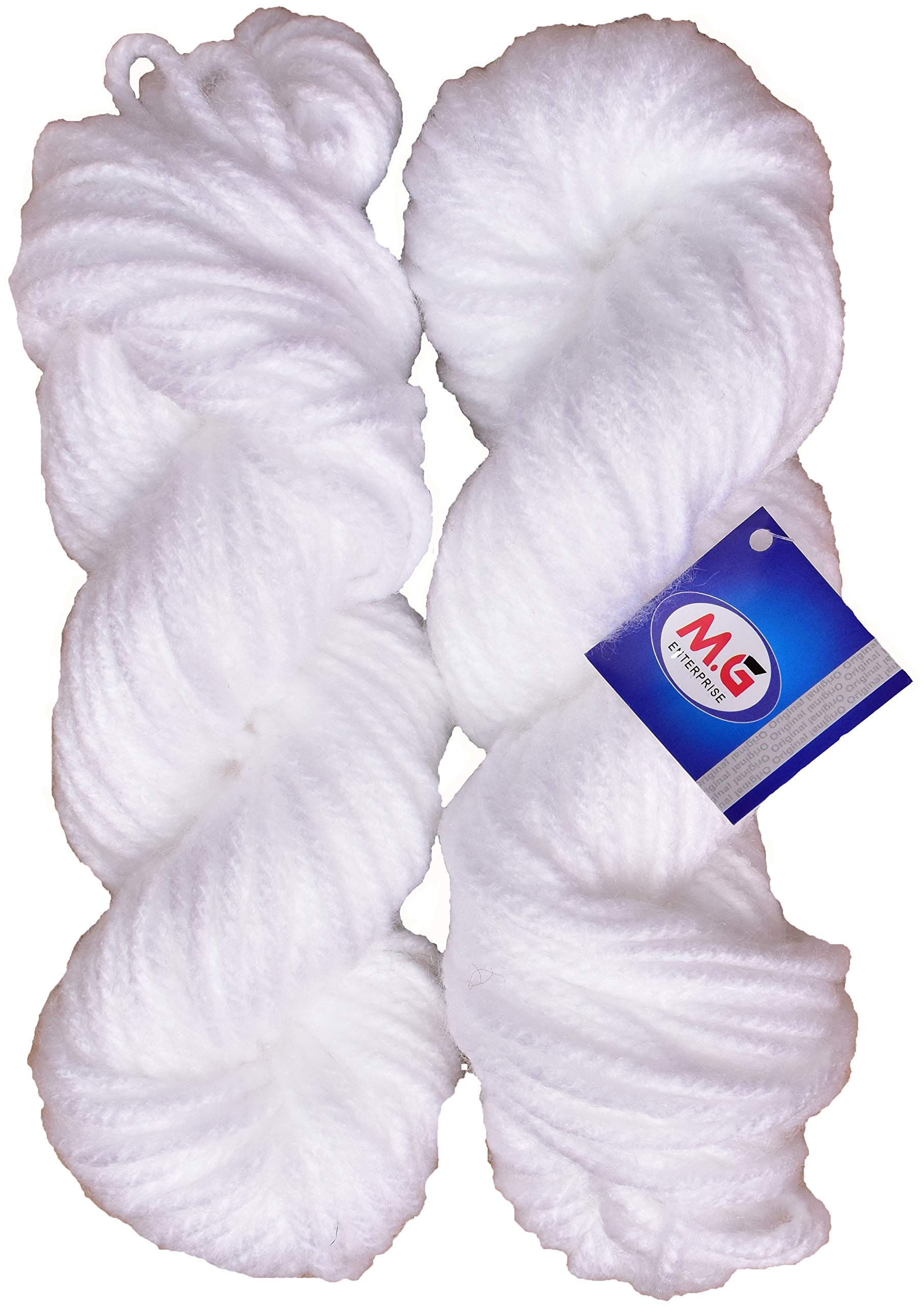 M.G ENTERPRISE Ganga Knitting Yarn Thick Chunky Wool, Motu Thick Yarn White 400 gm Best Used with Knitting Needles, Crochet Needles Wool Yarn for Knitting - CBB (Model Number: Big Boom White - 400 gm)