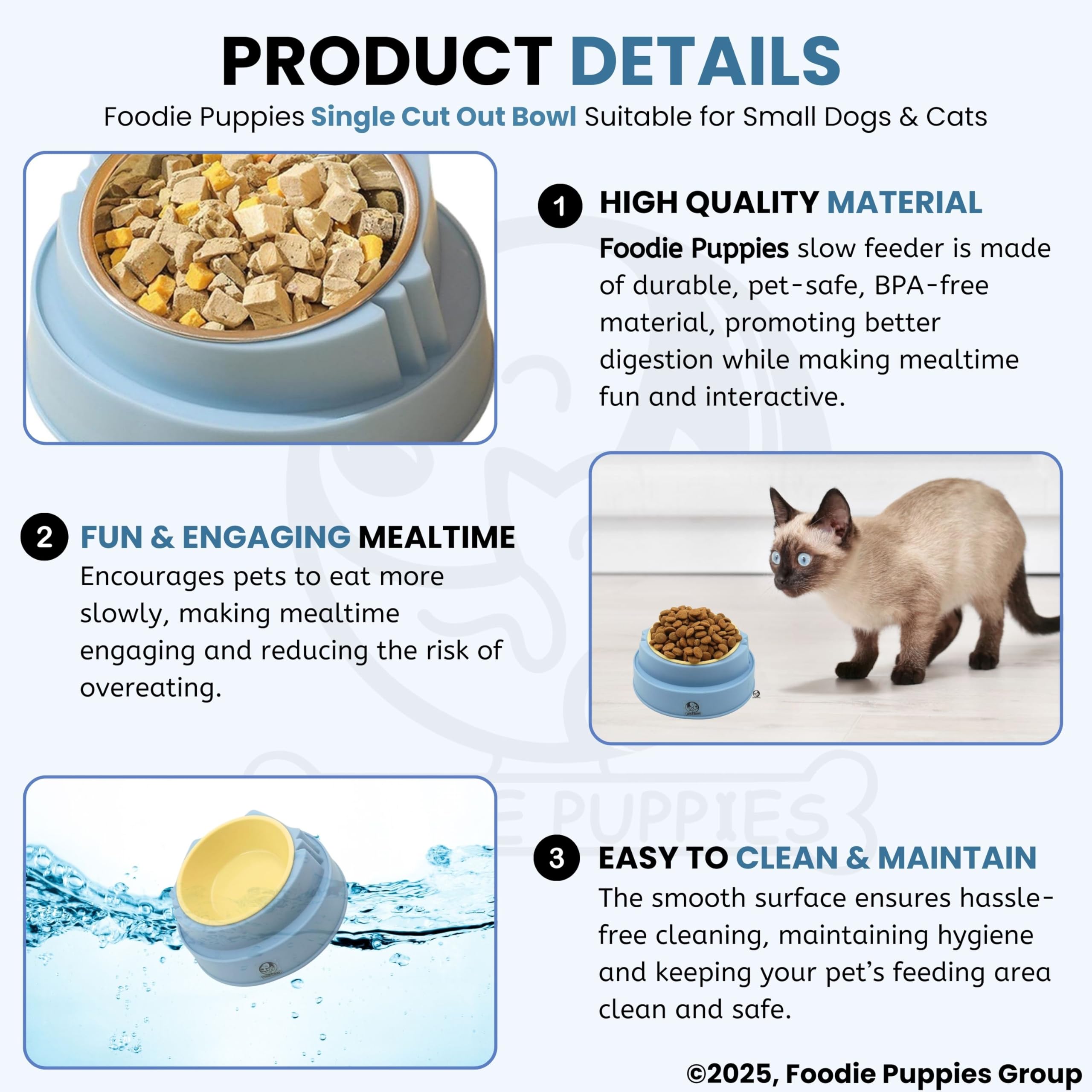 Foodie Puppies Cat Food Bowl, Tilted Food or Water Bowl for Cats and Small Dogs - (Single CutOut Bowl, 350ml), Anti Vomiting, Healthy Cat Bowl for Persian Cat Prevent Tipping Over Plastic Feeding Bowl 1