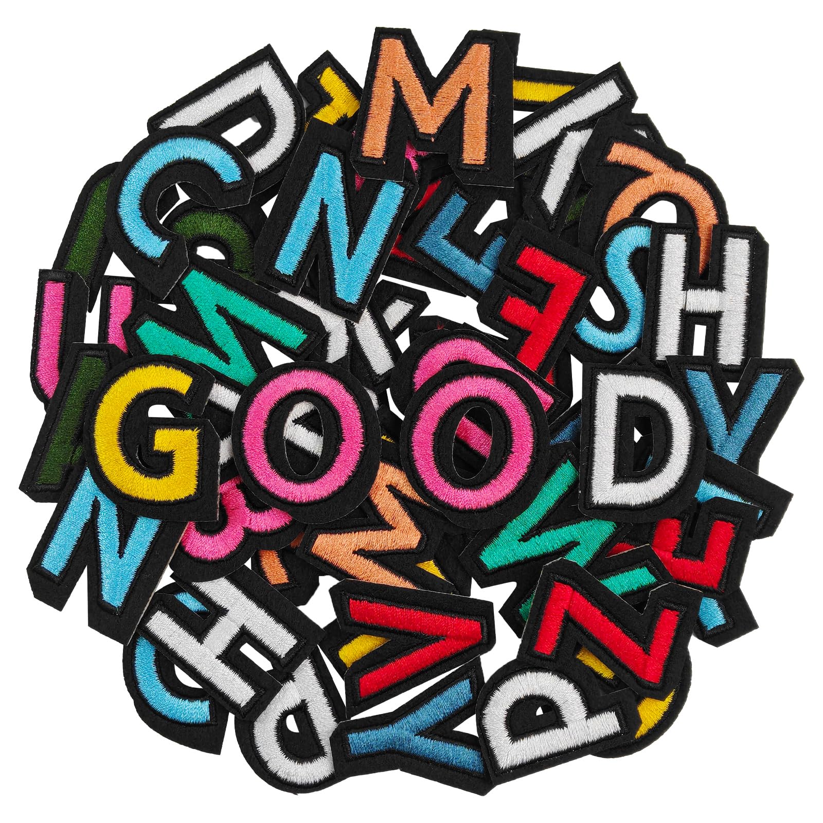 Photo 1 of FR 52Pcs Embroidered Iron-On Letter Patches, 1.5 in, Mixed Colors