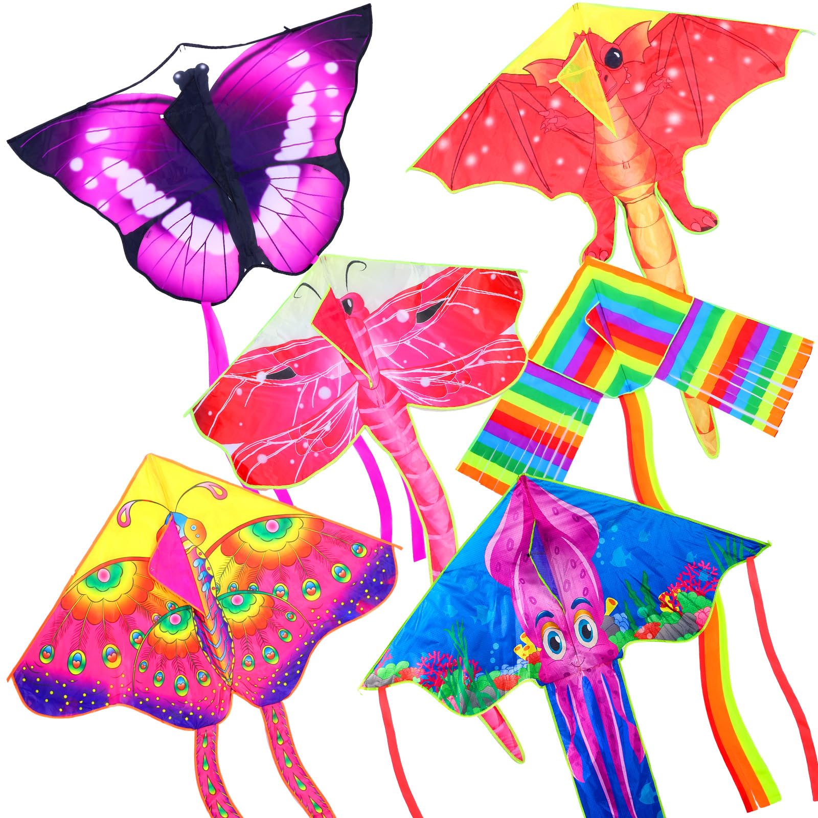 Pack De 2 Cometas De Mariposa Lubibi De 100x72 Cm Con Cola De 145 Cm, Fáciles De Volar Para Niños Y Adultos