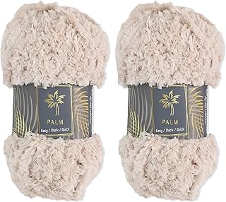 2 Skeins Super Soft Fur Yarn Fluffy Faux Fur 2x100g Yarn Eyelash | Yarn for Crochet Yarn for Knitting and Knitting Yarn for Crocheting Chunky Yarn (Bone)