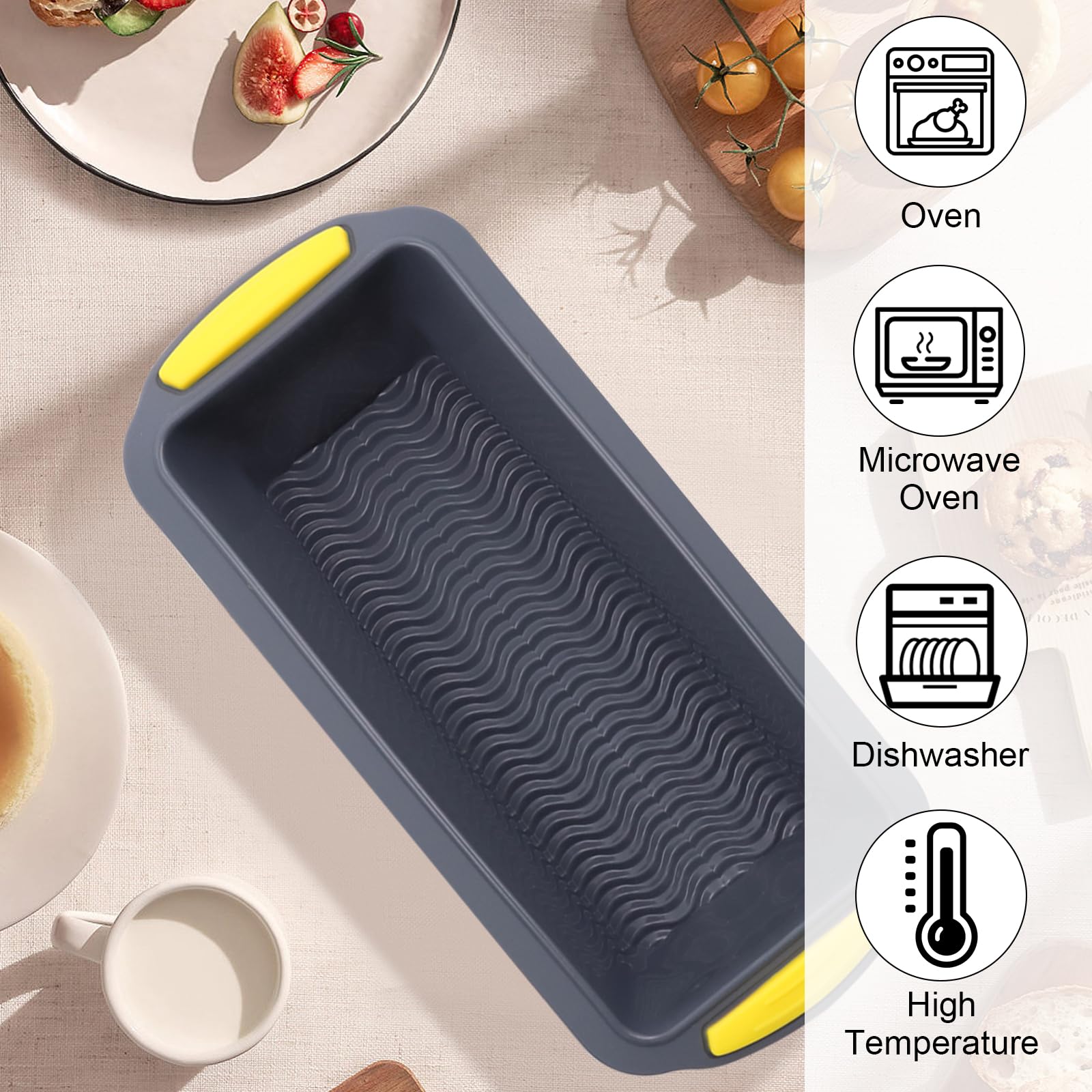 Moule en silicone pour sandwichs - Anti-adhésif et résistant à la chaleur - Pain fait maison, Baguette, Pain intégral - Lavable au lave-vaisselle et passe au micro-ondes