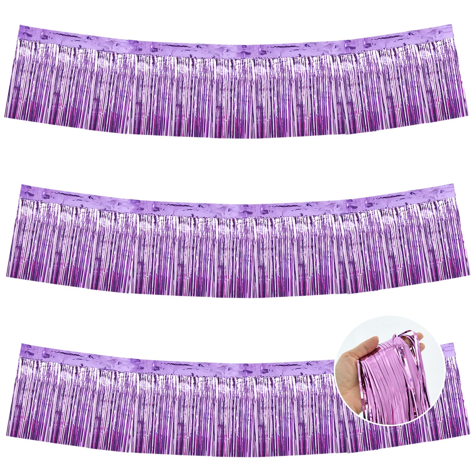BEISHIDA Light Purple Fringe Garland Banner 30ft Wall Tinsel Foil Streamers