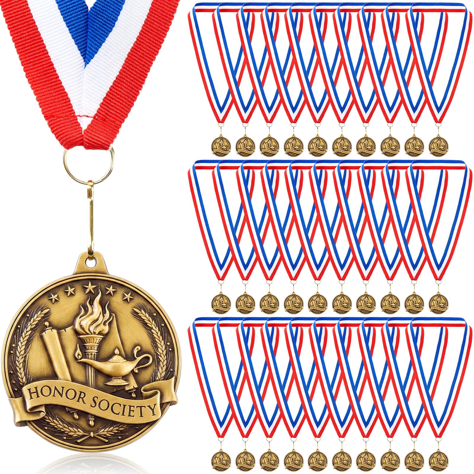 AmazingSpark 30/50/100 5,1 cm Metall Abschlussmedaillen Bulk mit Nackenband Gold Ehrenanerkennung Gewinner Medaillen Trophäe Preis Geschenk für Abschlusszeremonie Veranstaltung Wettbewerb