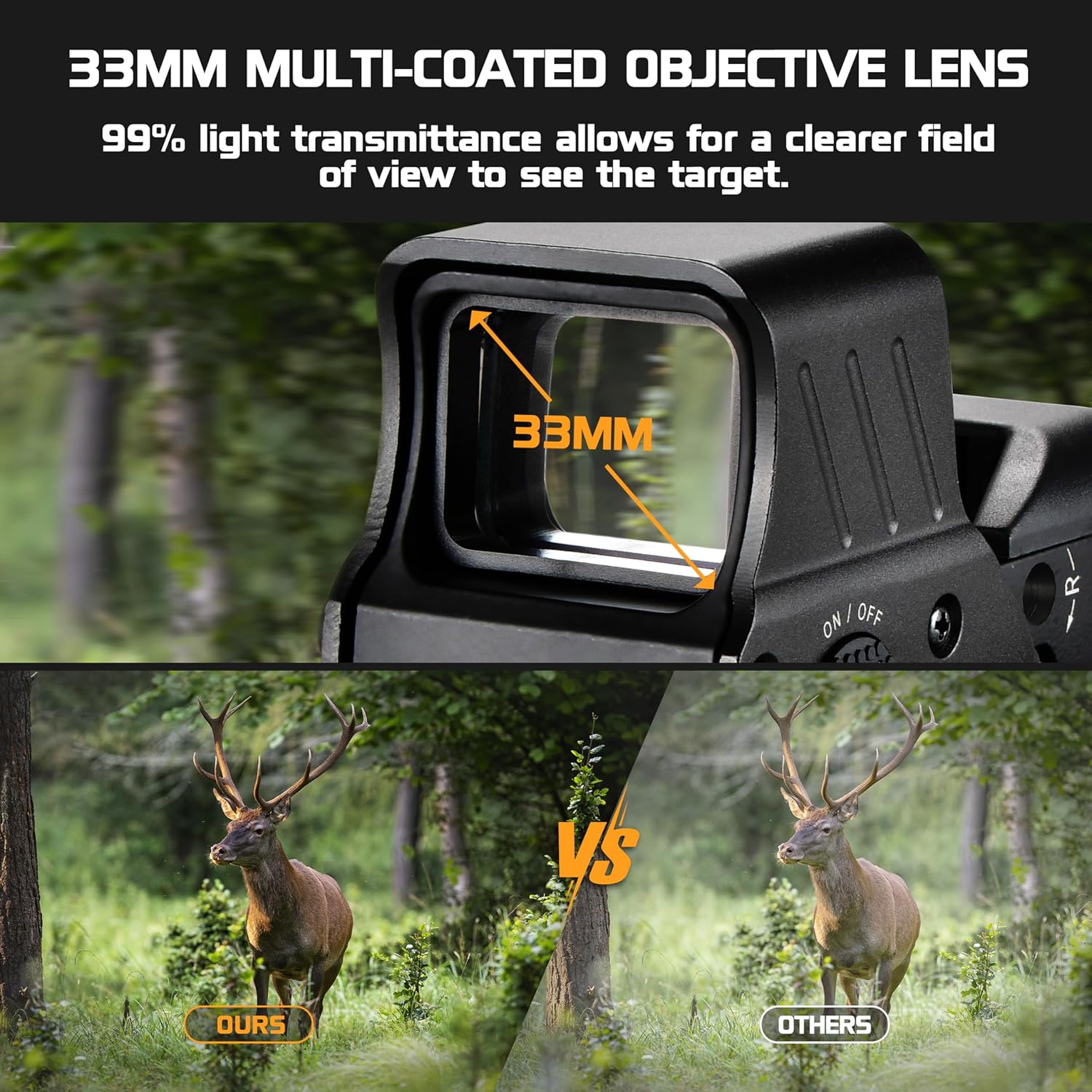 AOMEKIE Upgraded Reflex Sight 1X22X33 Red Green Dot Sight with Fully Multi-Coated Lenses,4 Reticles Red Dot Optics with Quick-Detach 20mm Picatinny Mount