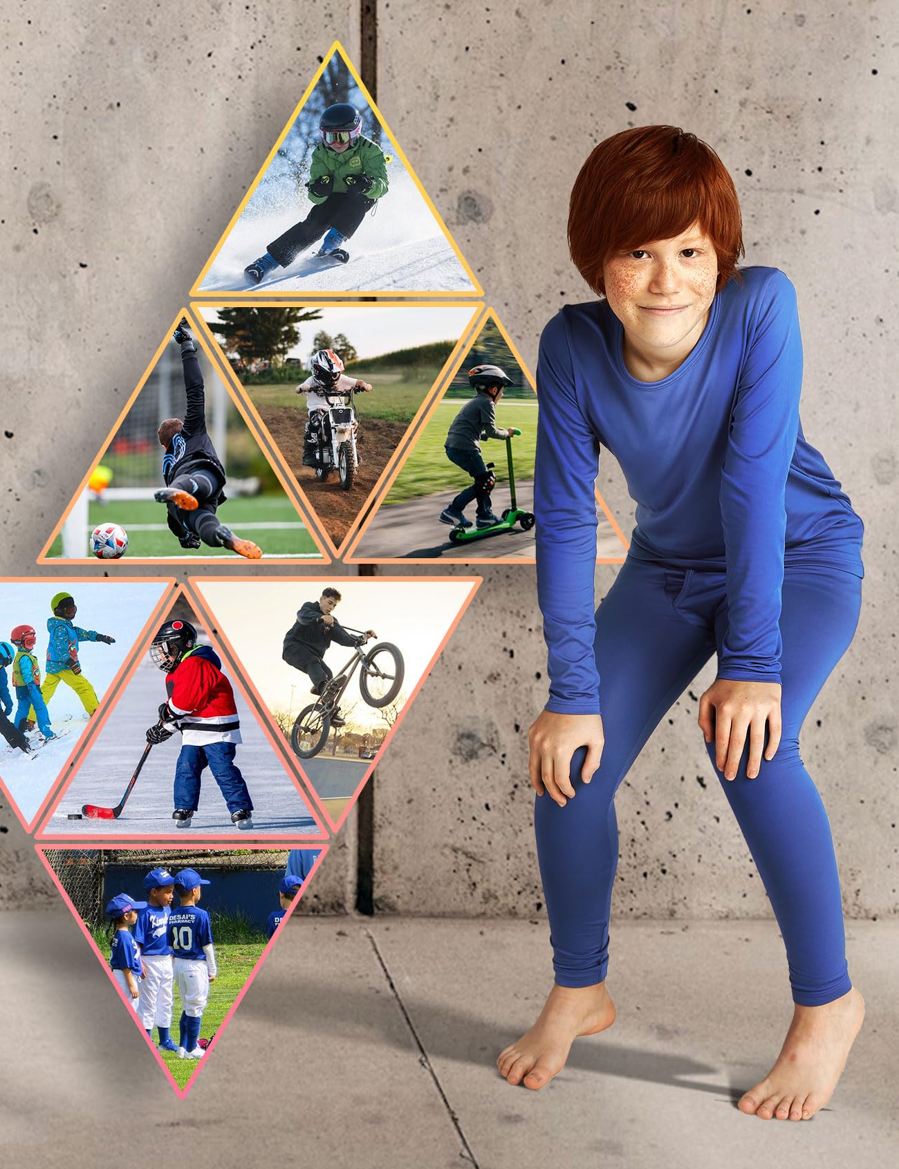 LAPASA Set Termico Intimo Bambino Caldo Leggero Strato Base Maglia a Maniche Lunghe e Pantaloni B03